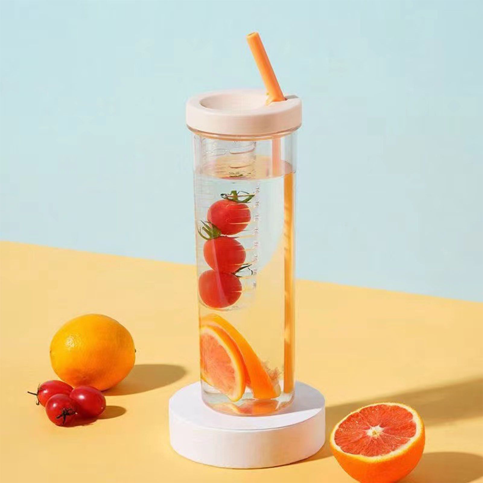 700ml Straw Cup Transparent Plastic Water Bottle with Straw Portable Juice Cup view 5
