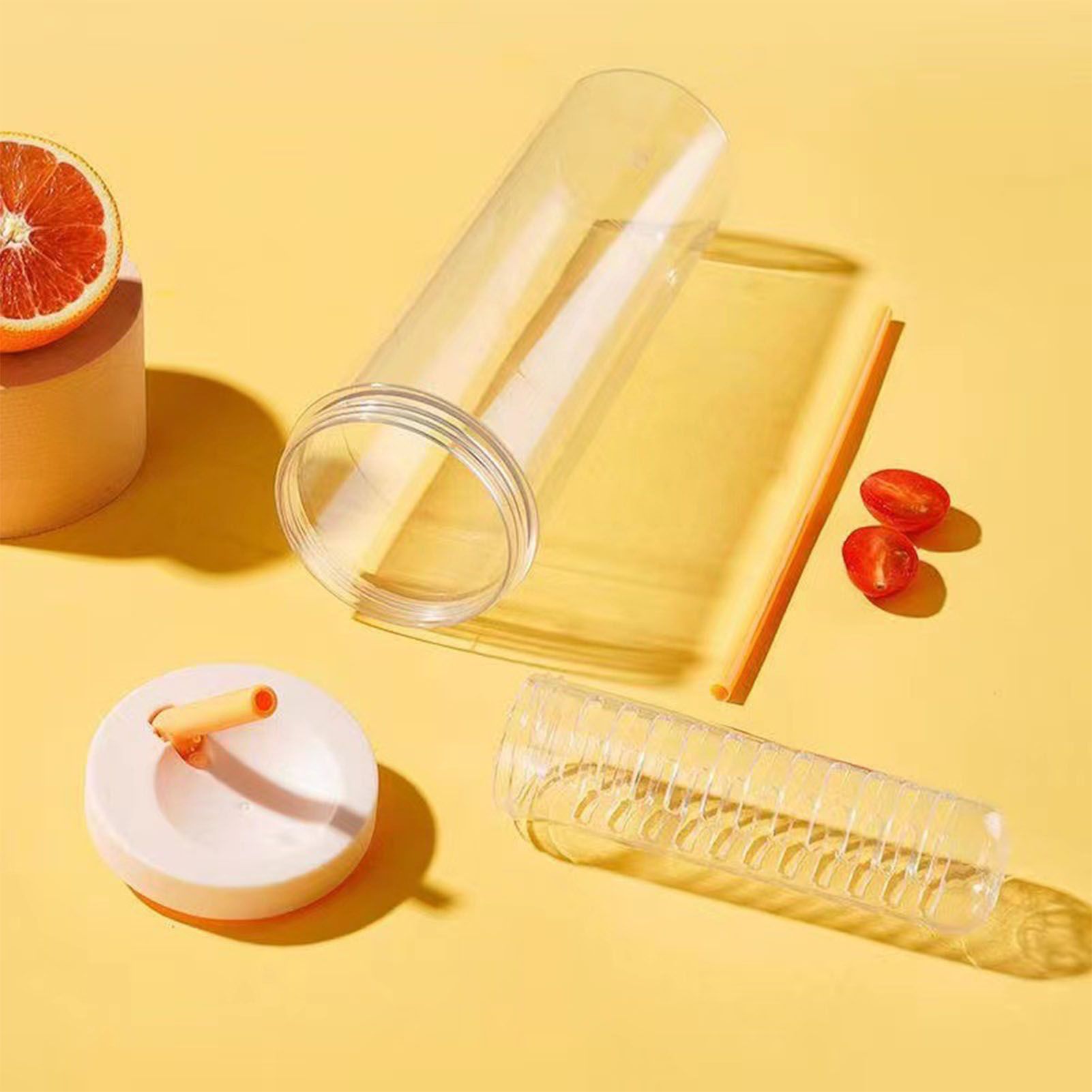 700ml Straw Cup Transparent Plastic Water Bottle with Straw Portable Juice Cup view 6