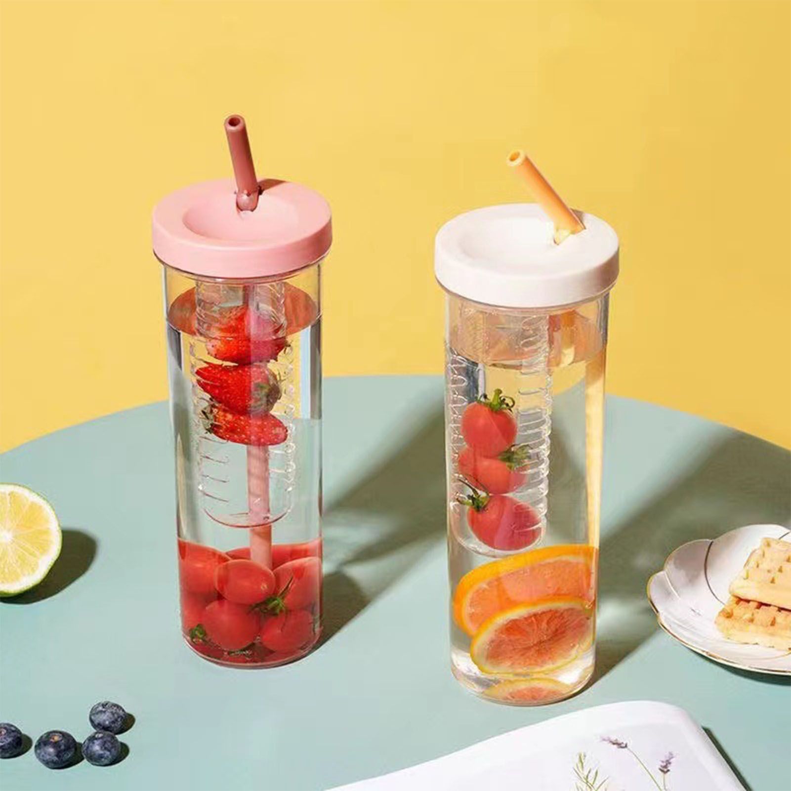 700ml Straw Cup Transparent Plastic Water Bottle with Straw Portable Juice Cup view 10