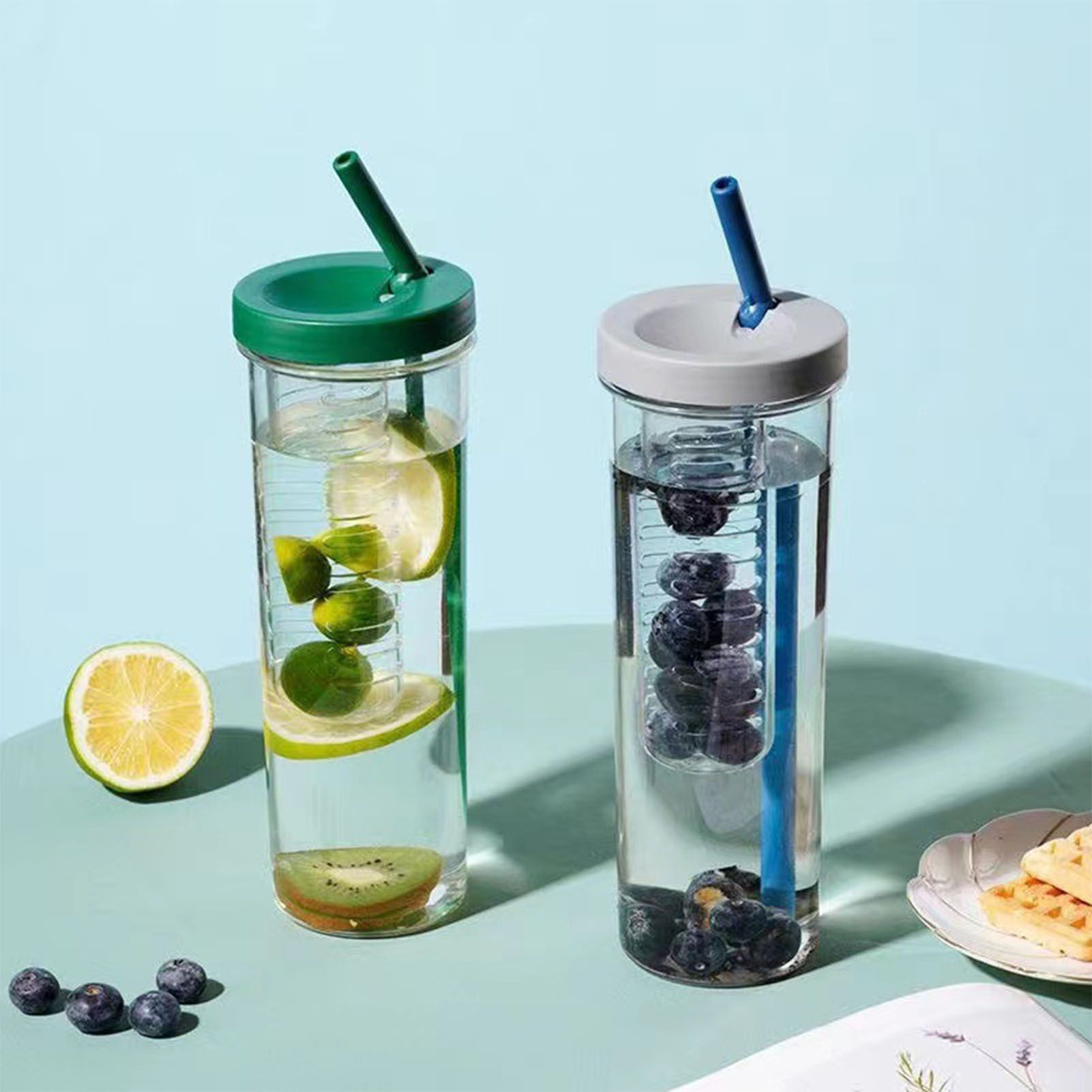 700ml Straw Cup Transparent Plastic Water Bottle with Straw Portable Juice Cup view 9