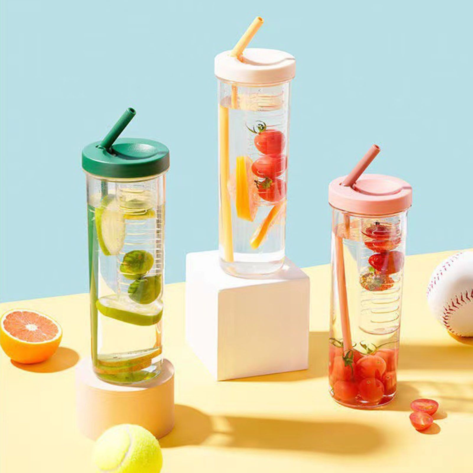 700ml Straw Cup Transparent Plastic Water Bottle with Straw Portable Juice Cup view 10