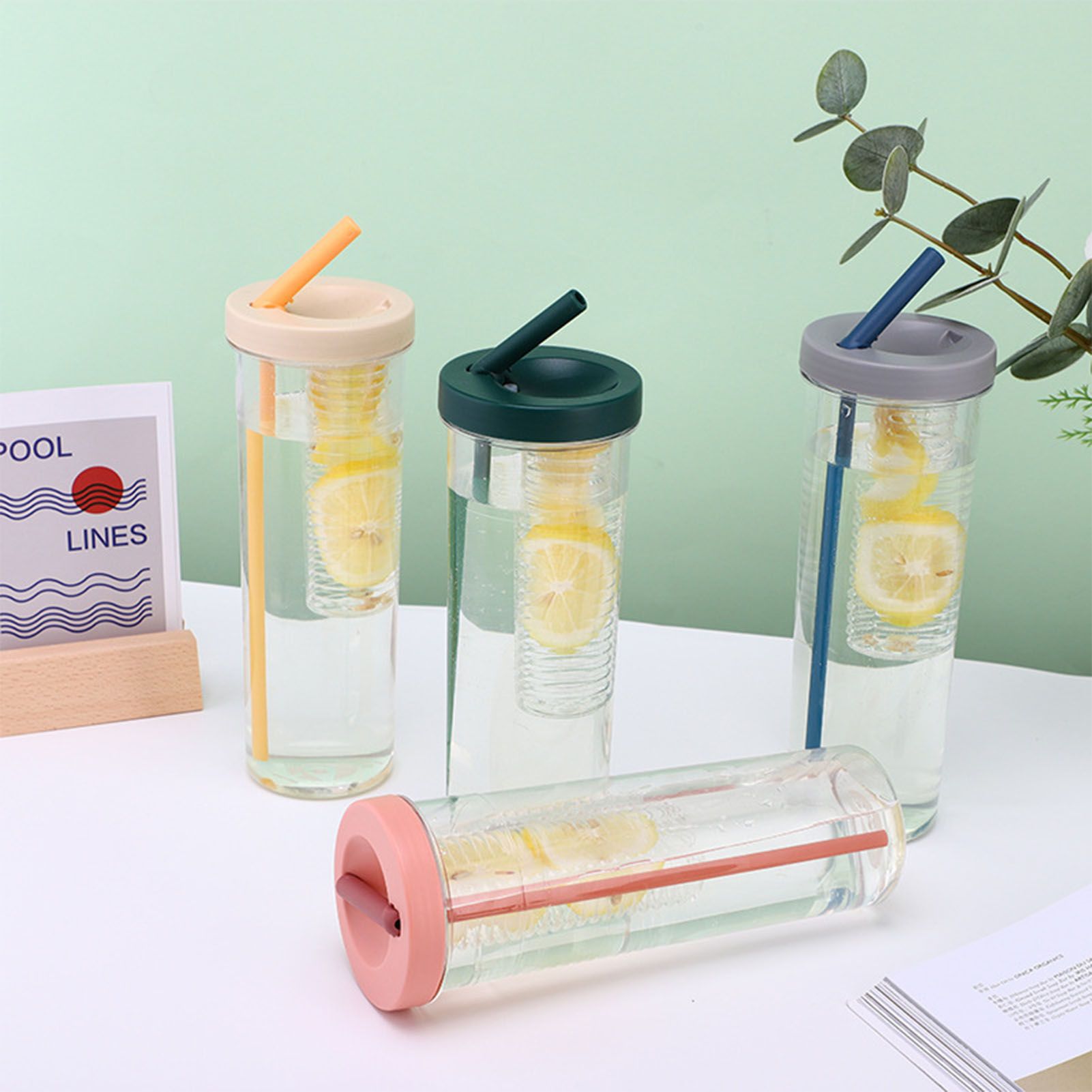 700ml Straw Cup Transparent Plastic Water Bottle with Straw Portable Juice Cup view 11