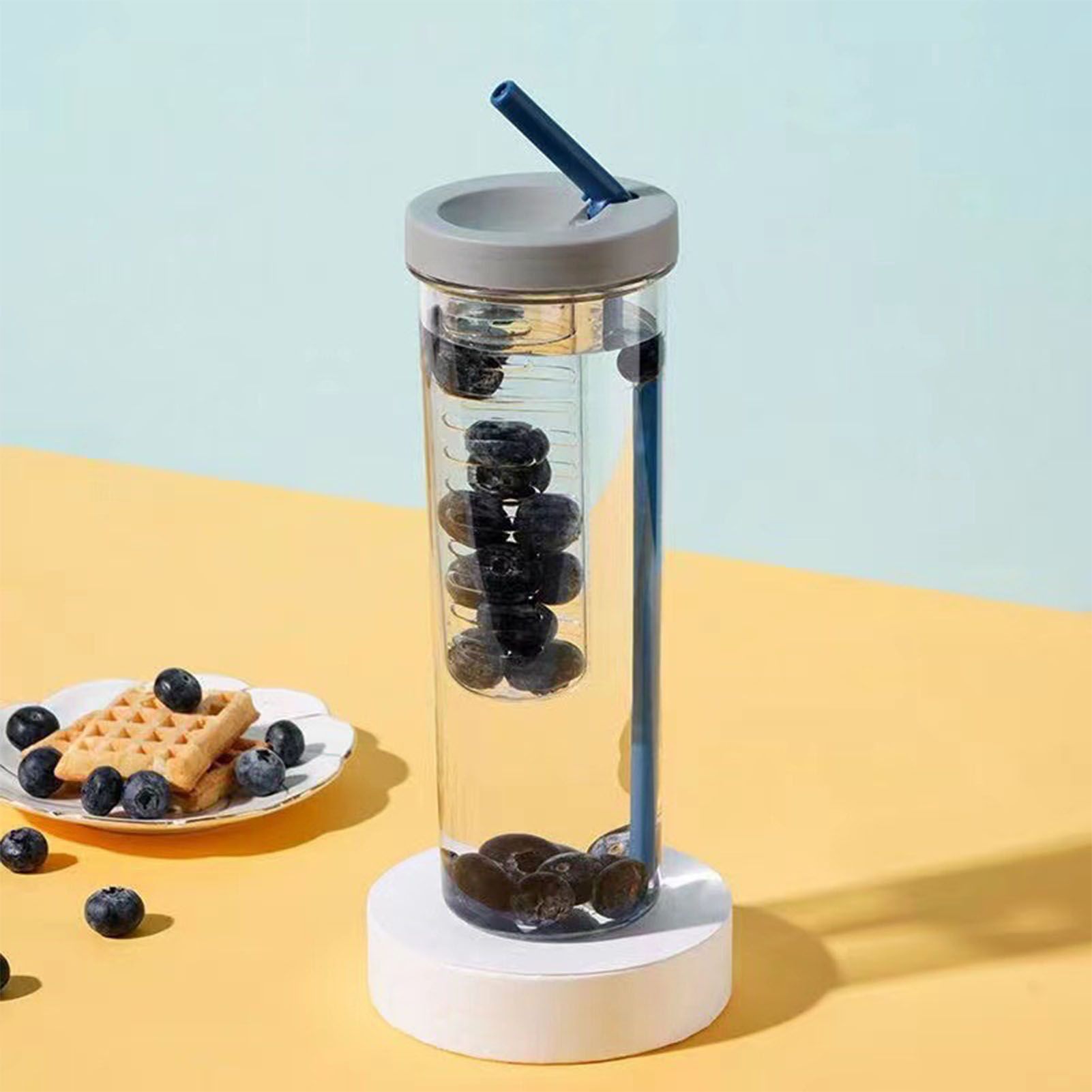 700ml Straw Cup Transparent Plastic Water Bottle with Straw Portable Juice Cup view 5