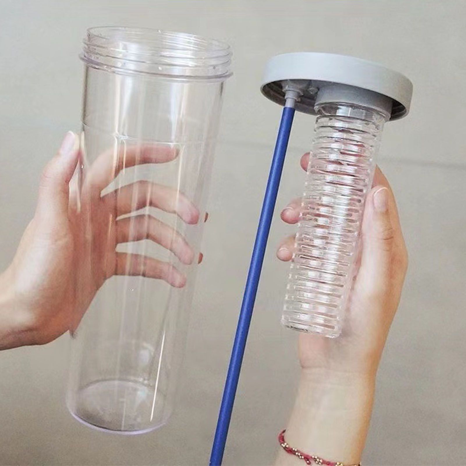 700ml Straw Cup Transparent Plastic Water Bottle with Straw Portable Juice Cup view 6