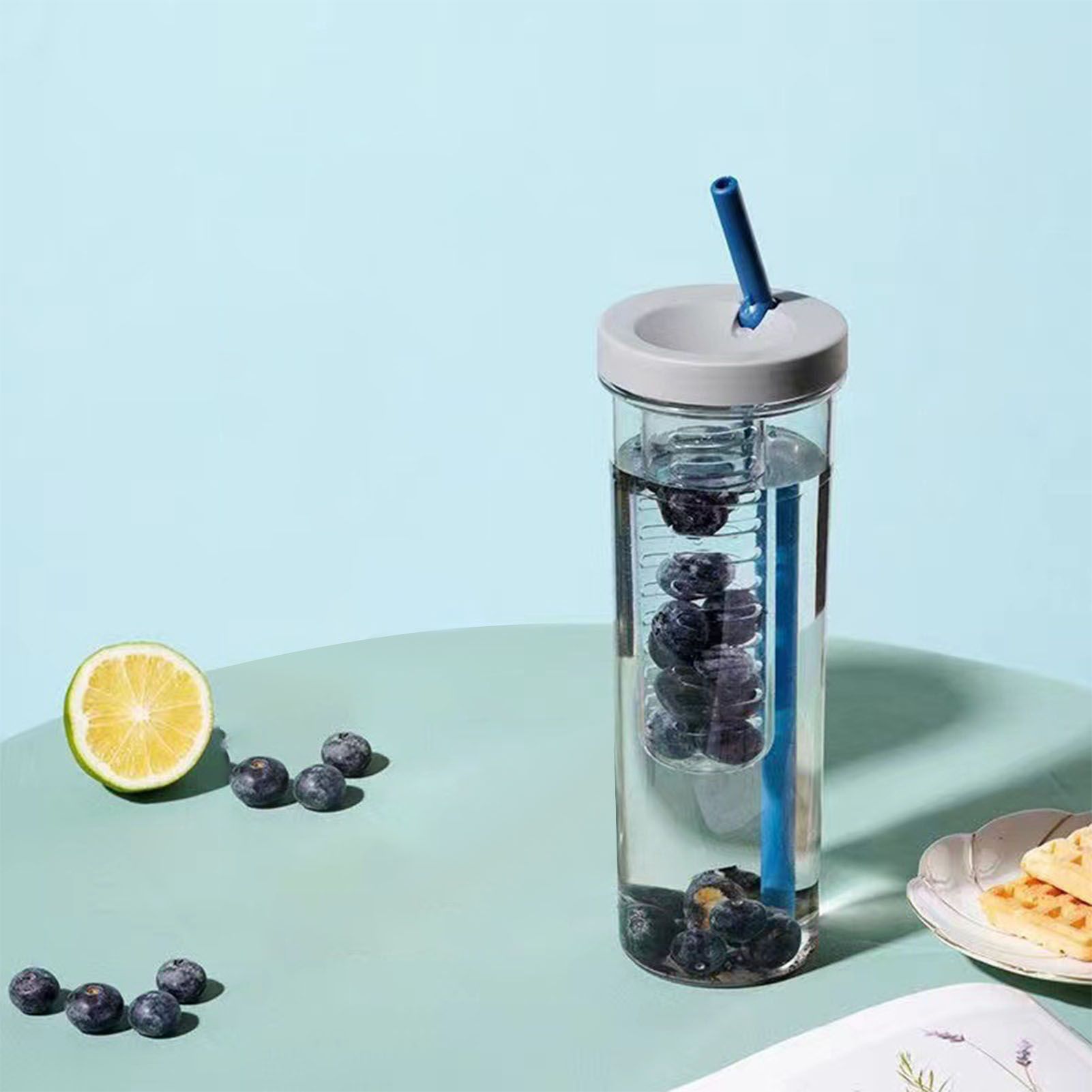 700ml Straw Cup Transparent Plastic Water Bottle with Straw Portable Juice Cup view 7