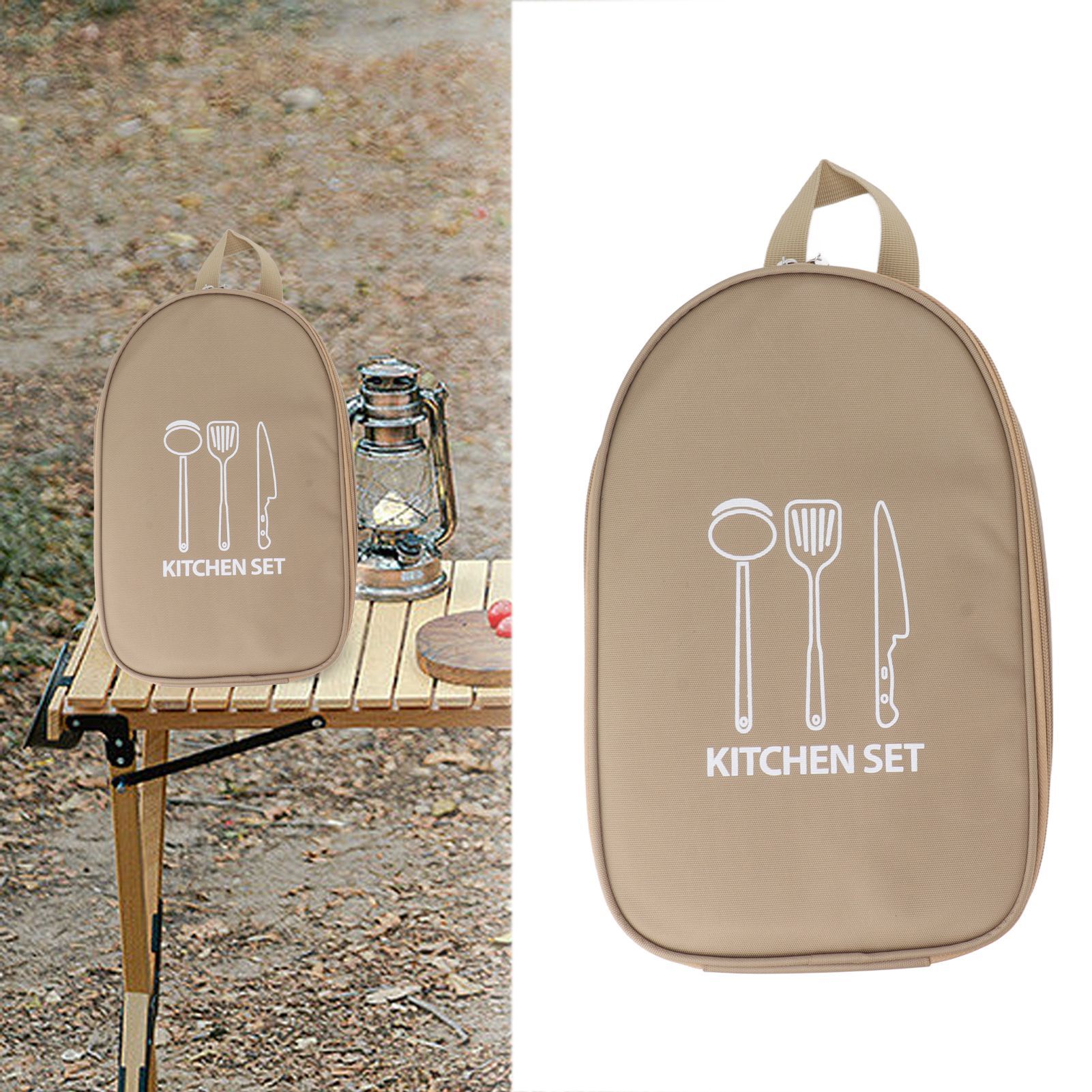 Camping Travel Cooking Utensils Bag Travel Cookware Pouch Bag with Handle for view 11