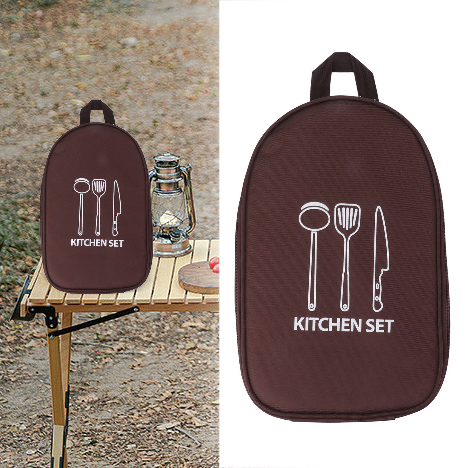 Camping Travel Cooking Utensils Bag Travel Cookware Pouch Bag with Handle for view 11