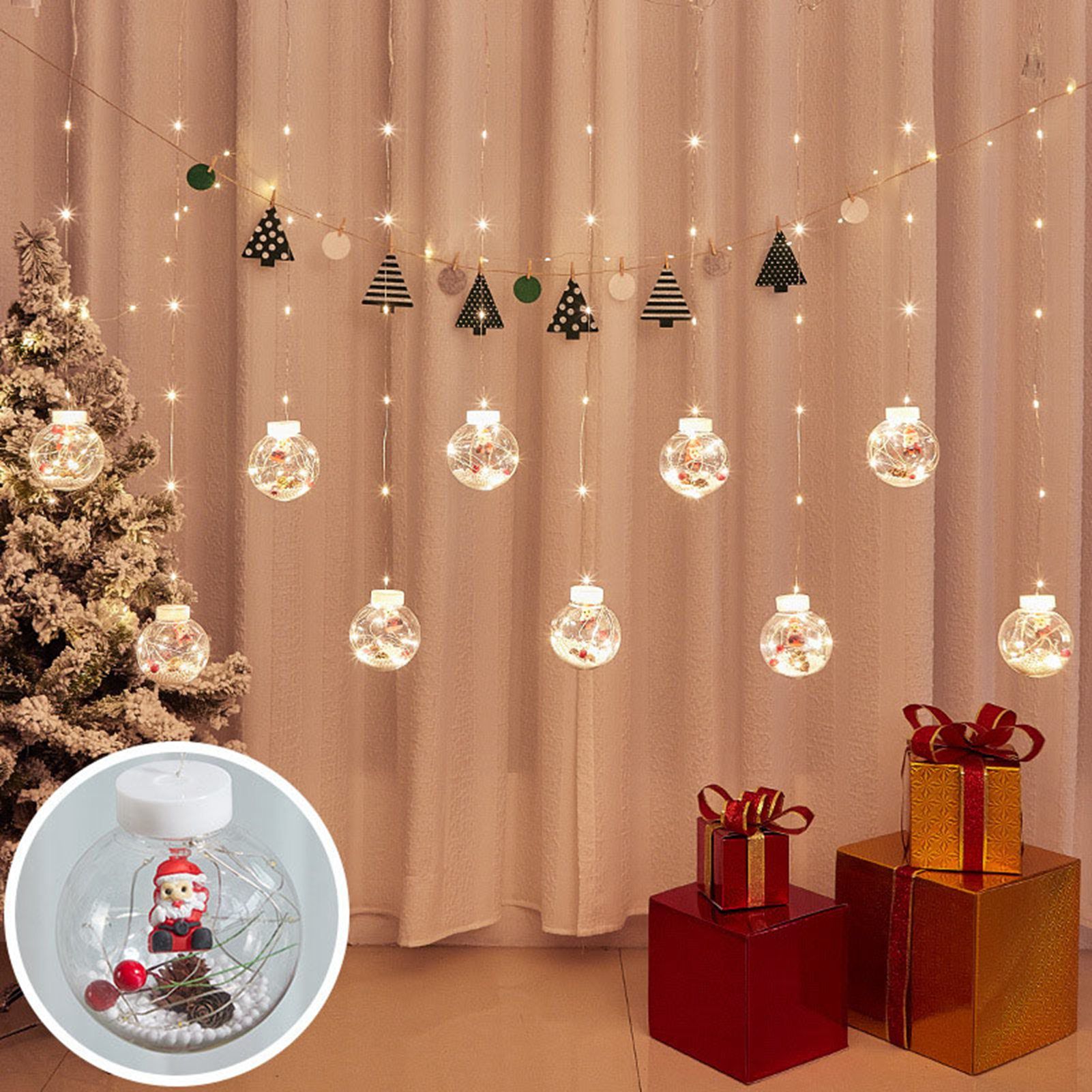 Globe String Lights Santa Style Powered Safe PVC Christmas String Lights for view 5