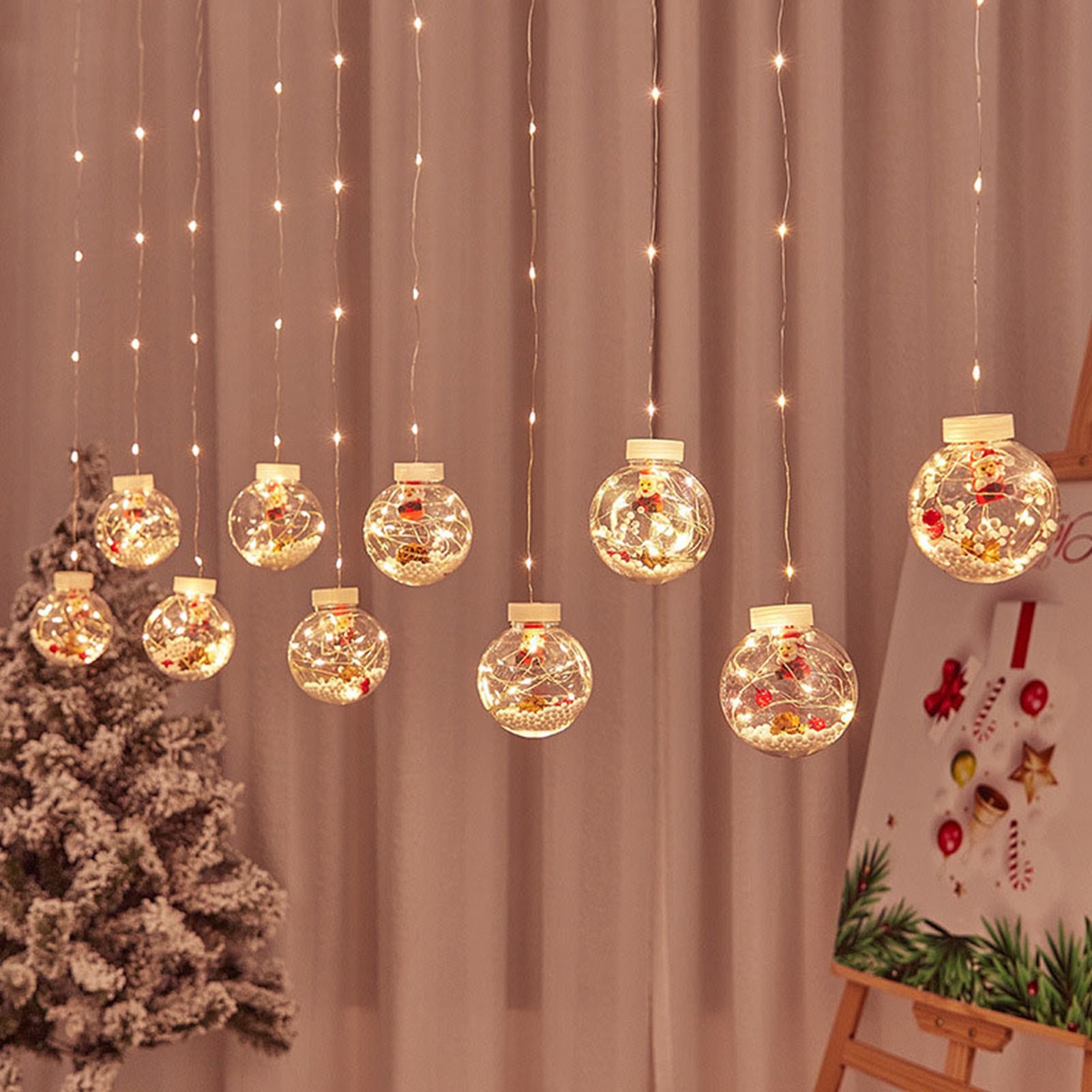 Globe String Lights Santa Style Powered Safe PVC Christmas String Lights for view 8