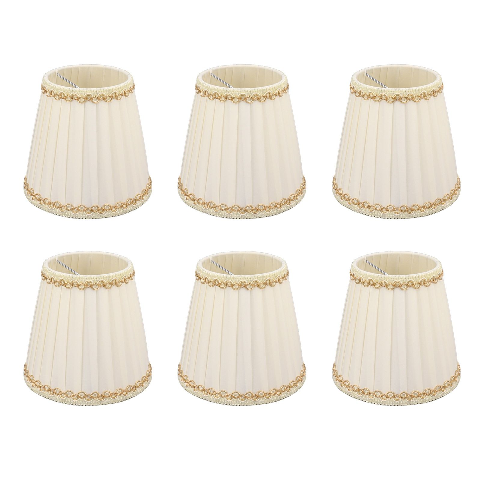 6PCS Set Small Lamp Shade Modern Style Cloth Clip On Bulb Chandelier Lamp view 3