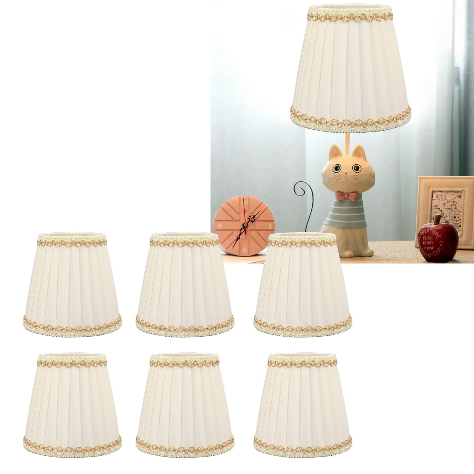 6PCS Set Small Lamp Shade Modern Style Cloth Clip On Bulb Chandelier Lamp view 10