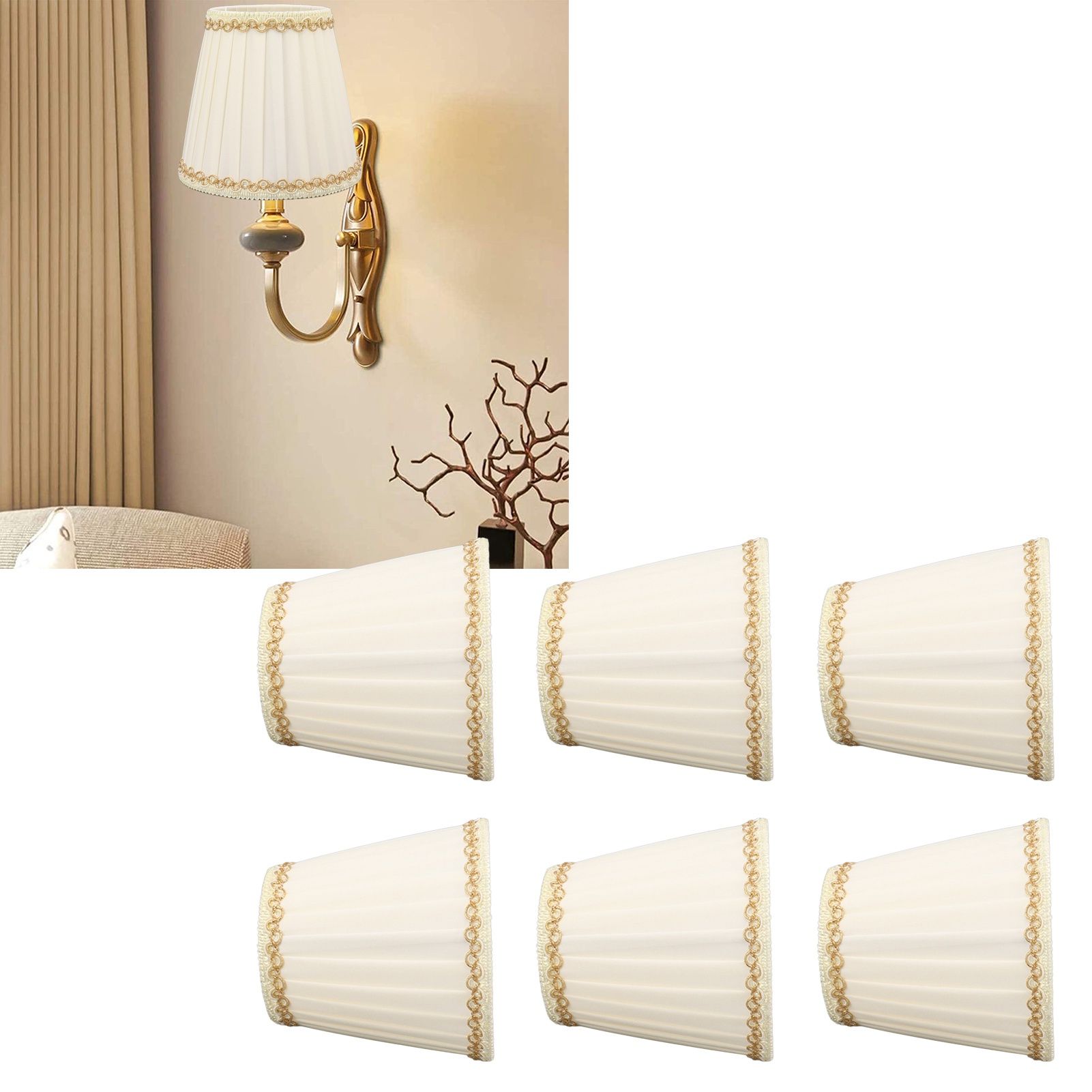 6PCS Set Small Lamp Shade Modern Style Cloth Clip On Bulb Chandelier Lamp view 12