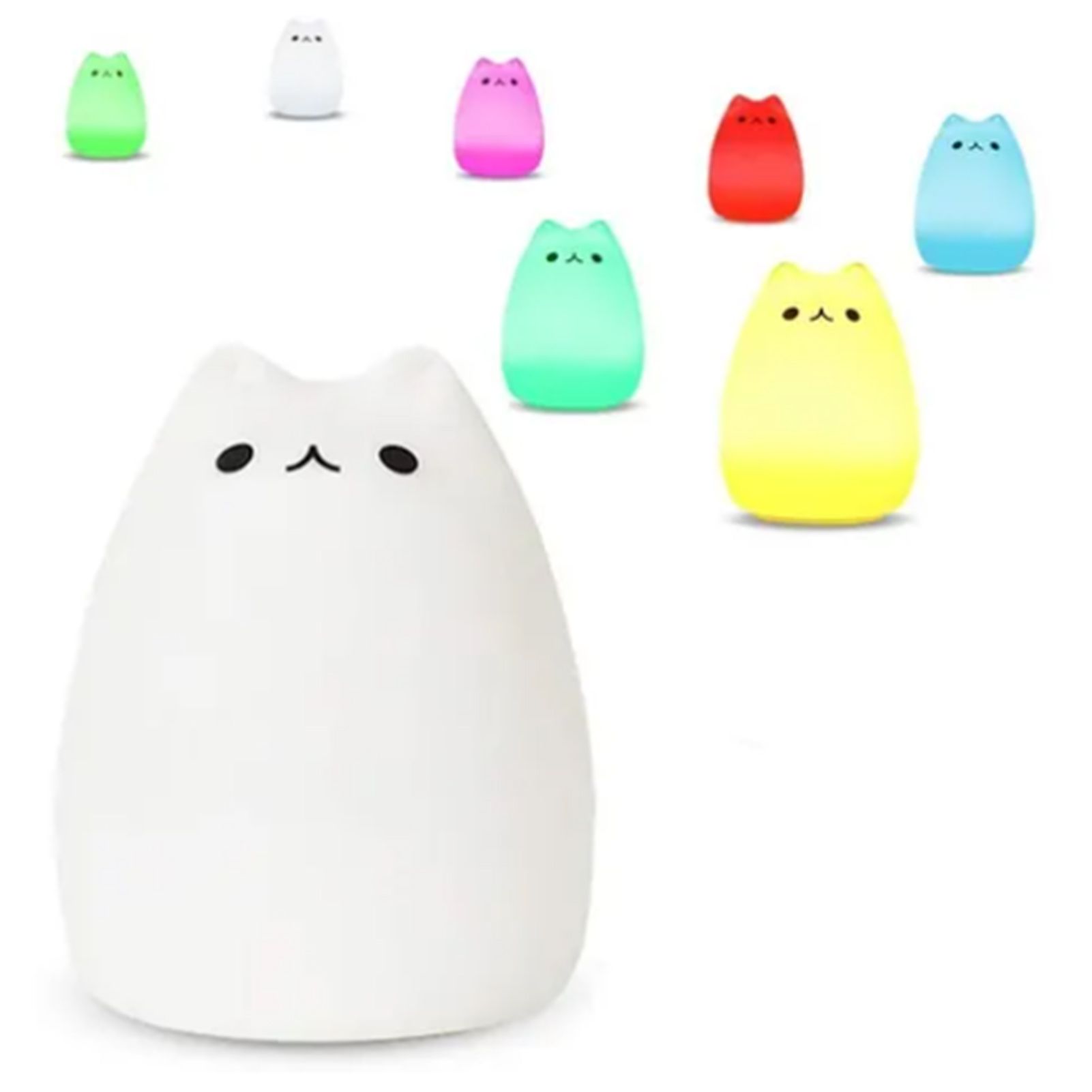 Cute Cat Night Light for Kids 7 Color LED Tap Nursery Night Light USB view 4