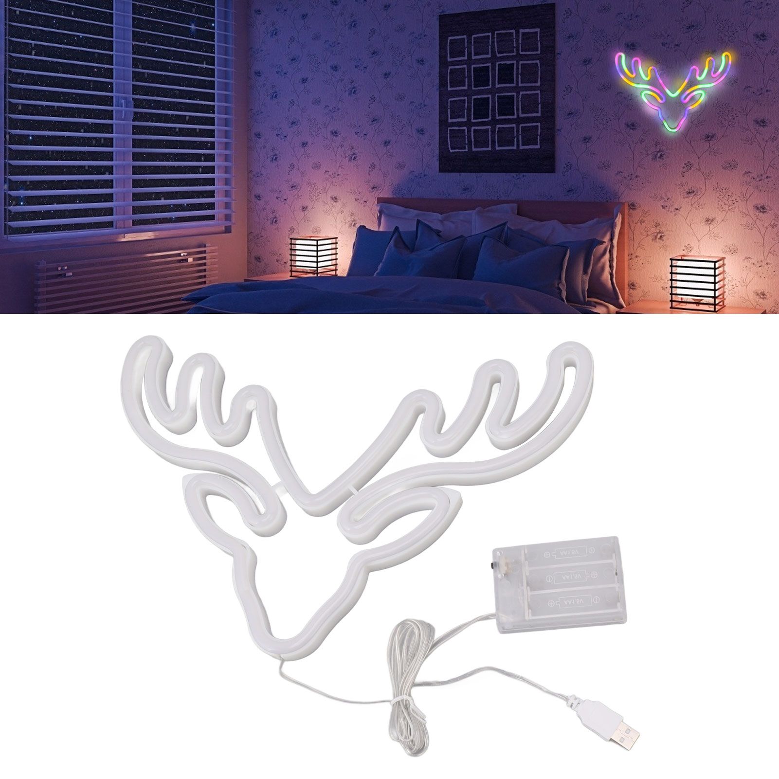 Neon Light LED Sign USB Battery Powered Christmas Holiday Bedroom Wall Decor view 12