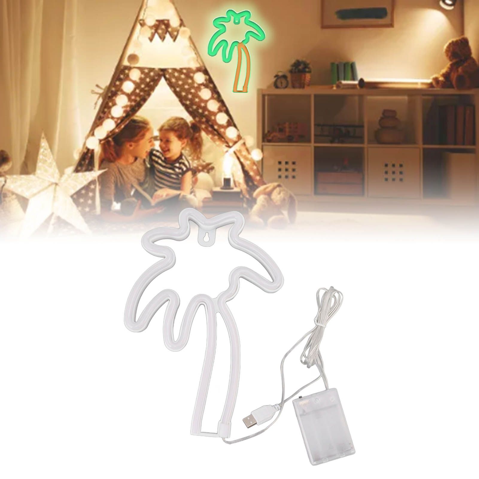 LED Neon Lamp Coconut Tree Wall Decorative Lamp USB Powered Night Light for view 12