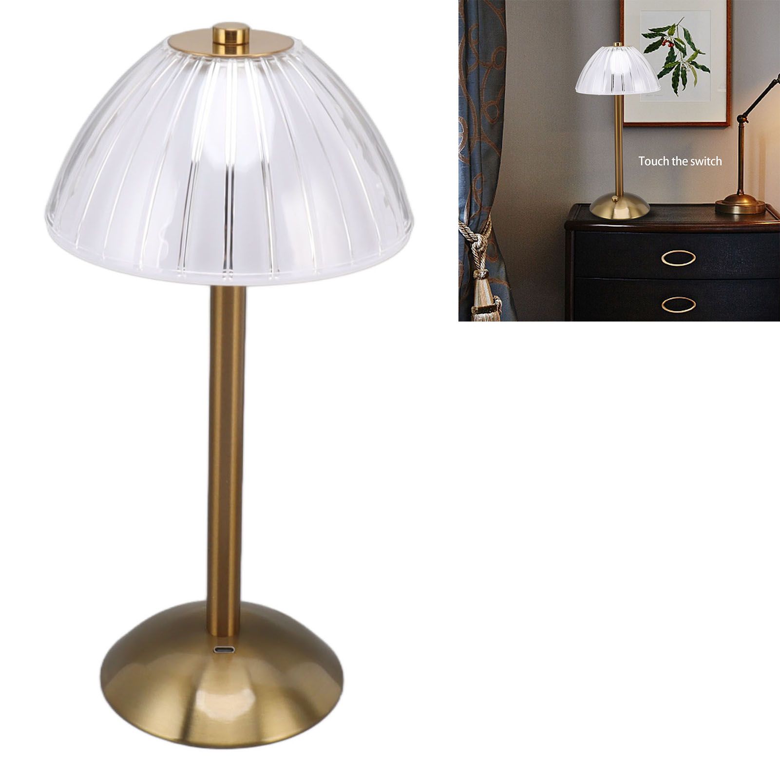 Industrial LED Table Lamp USB Rechargeable Rustic Desk Lamp Stepless Dimmmable view 11