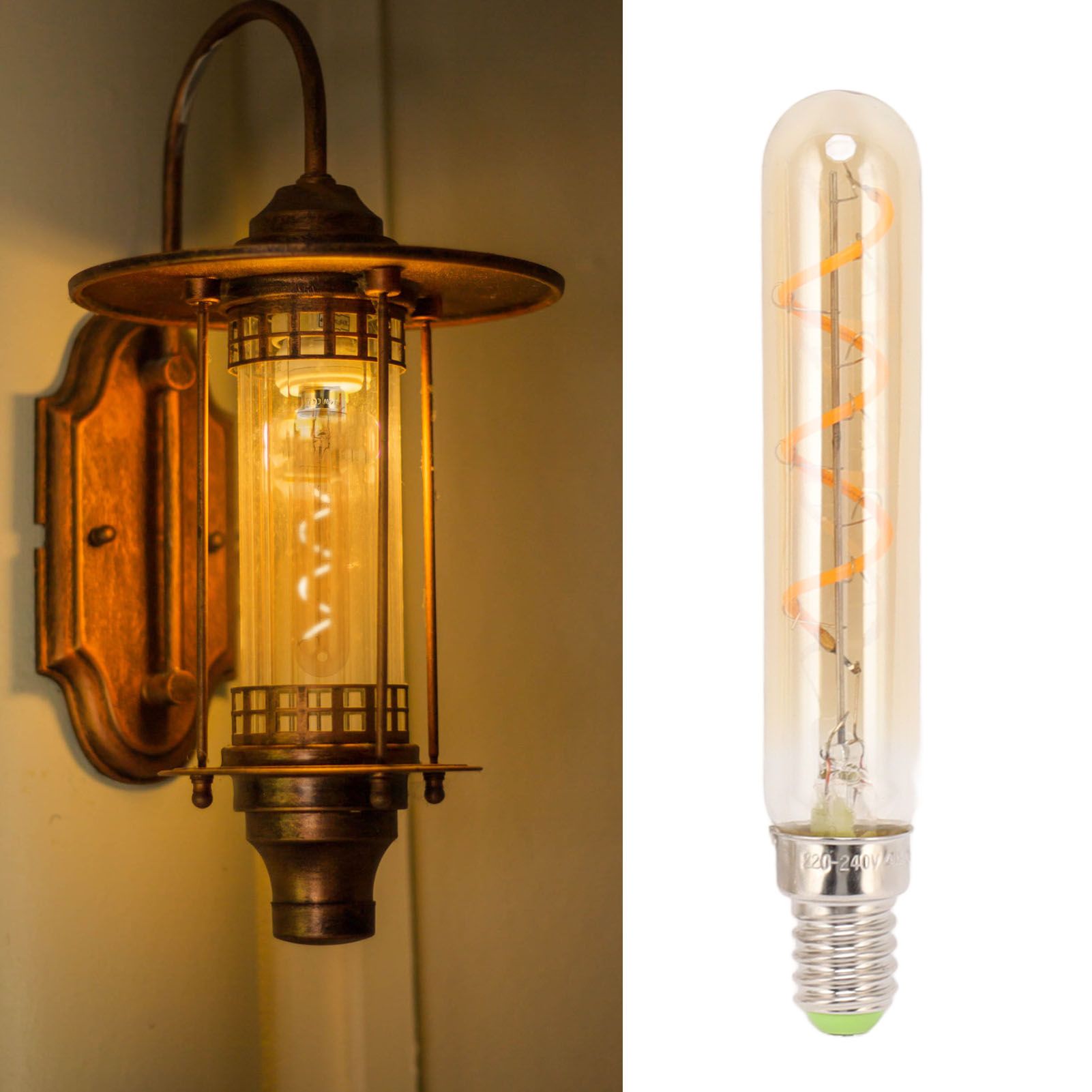 2 PCS E14 LED Light Bulb 3w Golden Tubular Bulb for Pendant Wall Scones Tube view 12