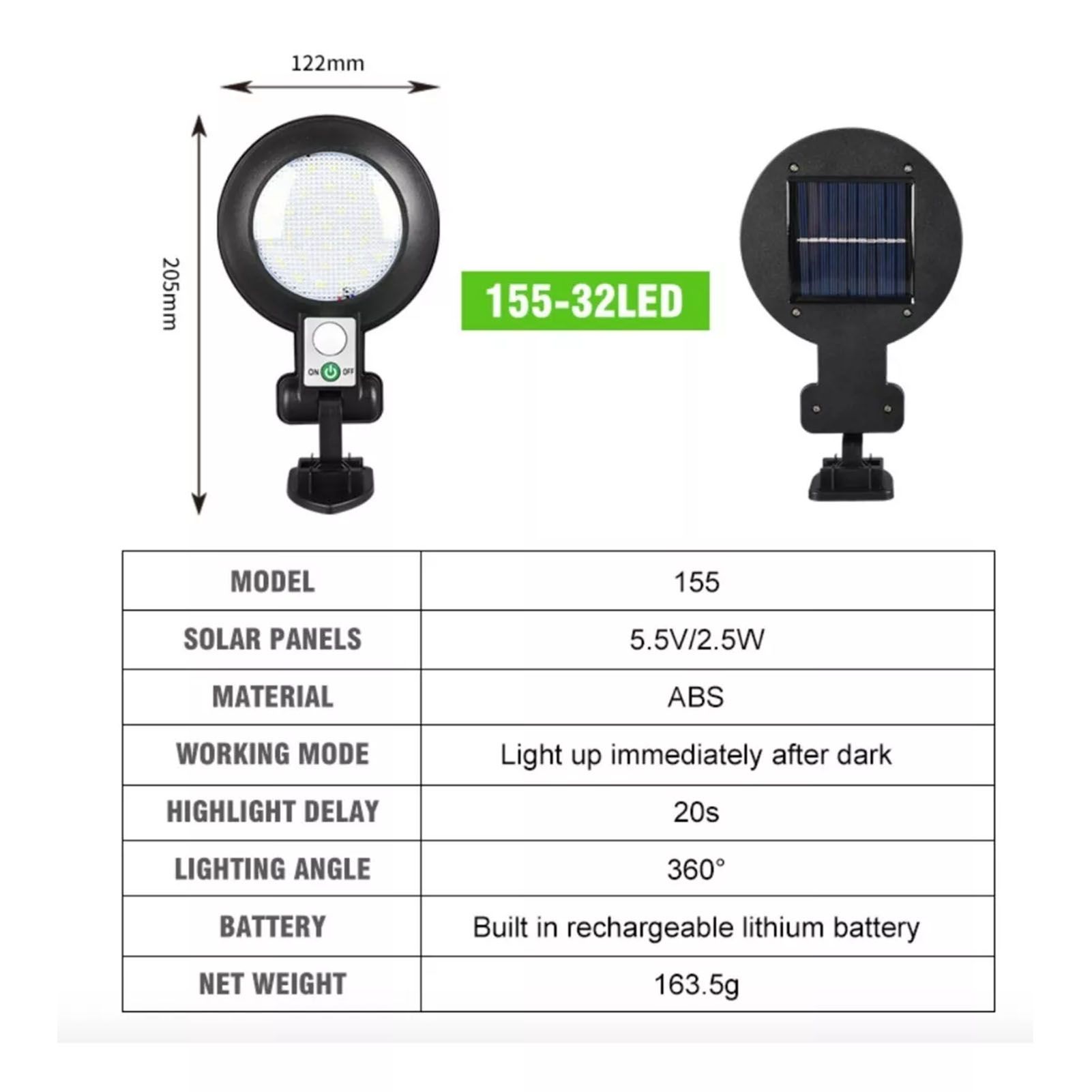 Outdoor Solar Wall Light Waterproof Motion Sensor Lamp 5.5V 2.5W for Garden view 10