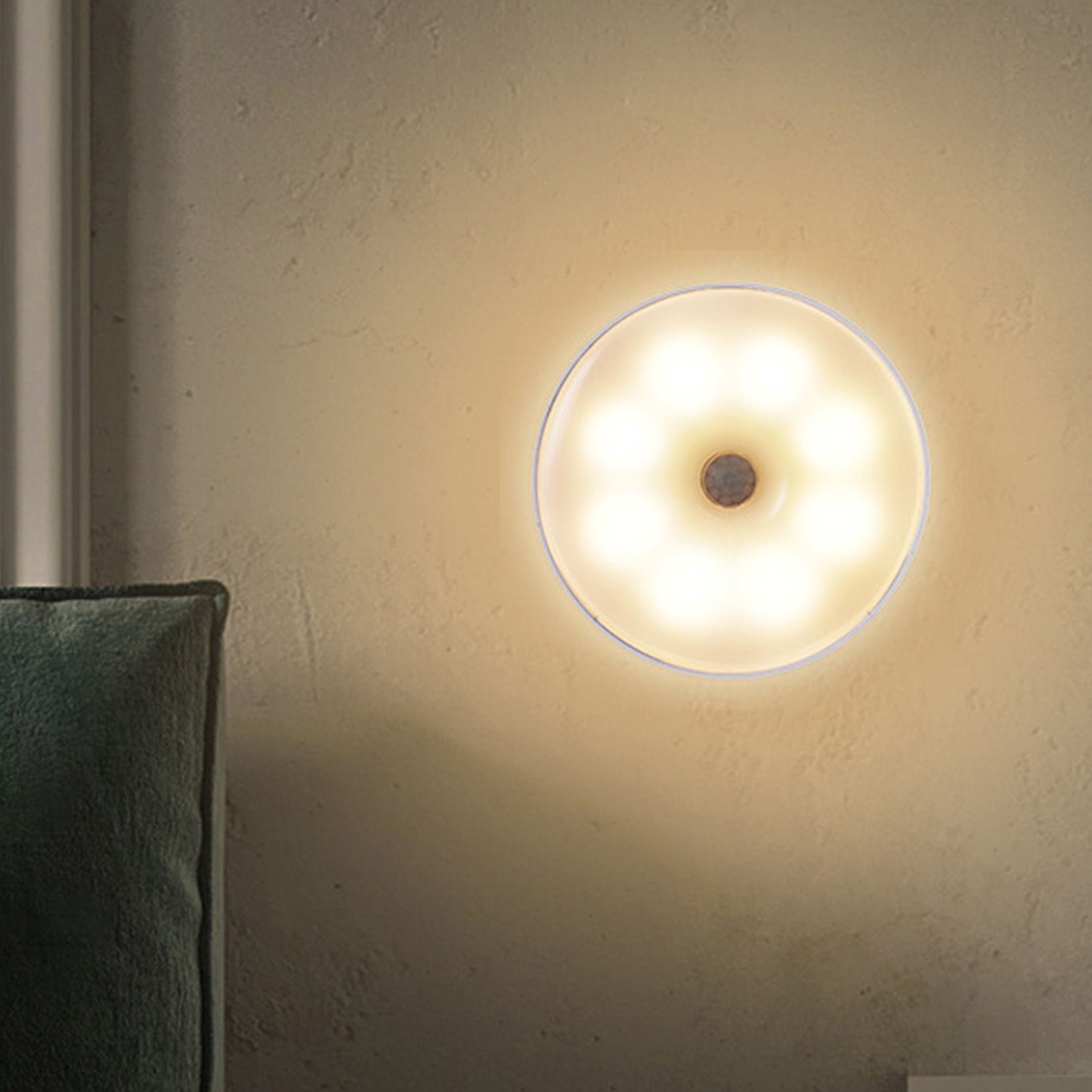 4Pcs Motion Sensor Night Light Rechargeable LED Lamp Auto On Off Warm White view 6