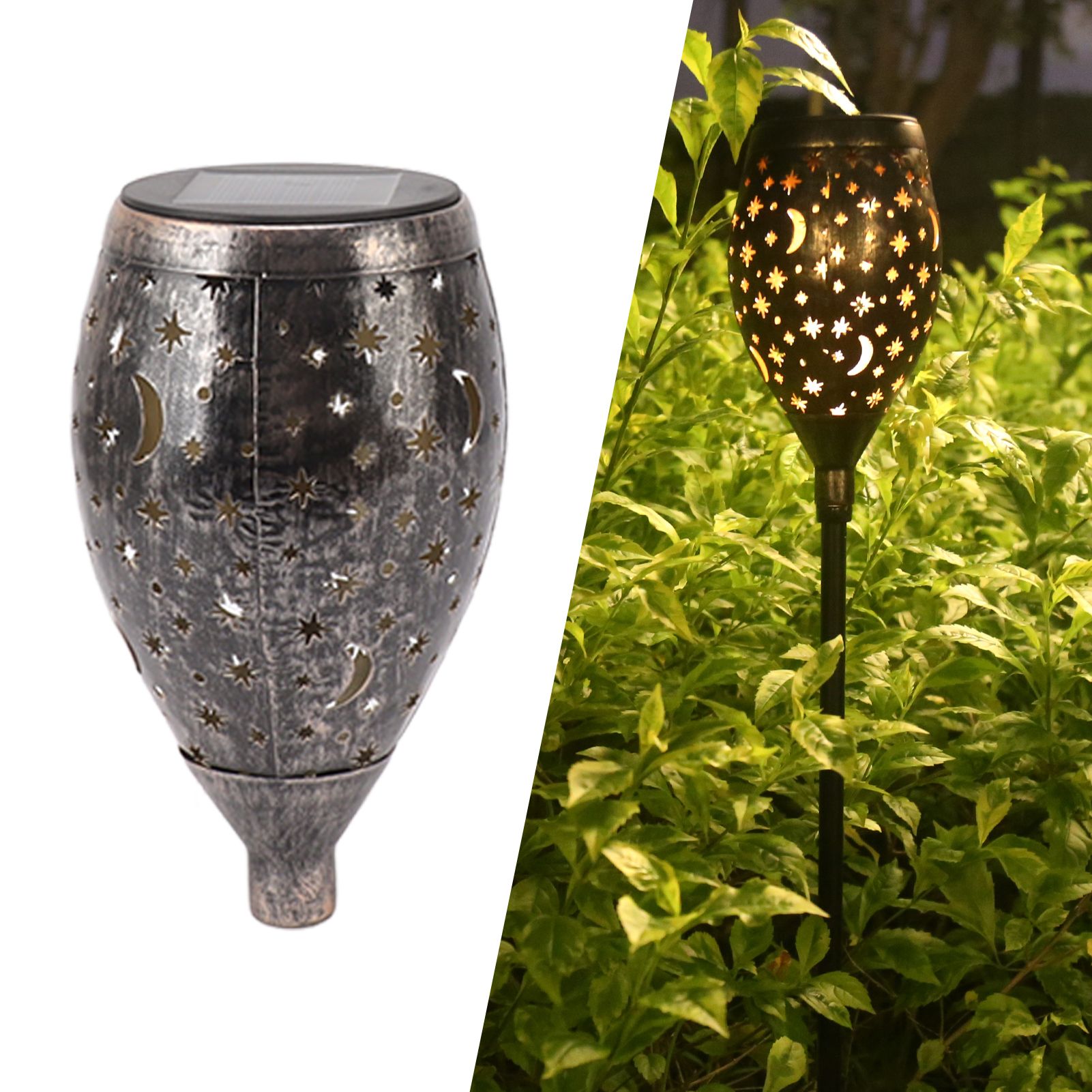 2PCS Solar Decorative Lantern 5730LED Pathway Light IP44 Waterproof Ground view 11