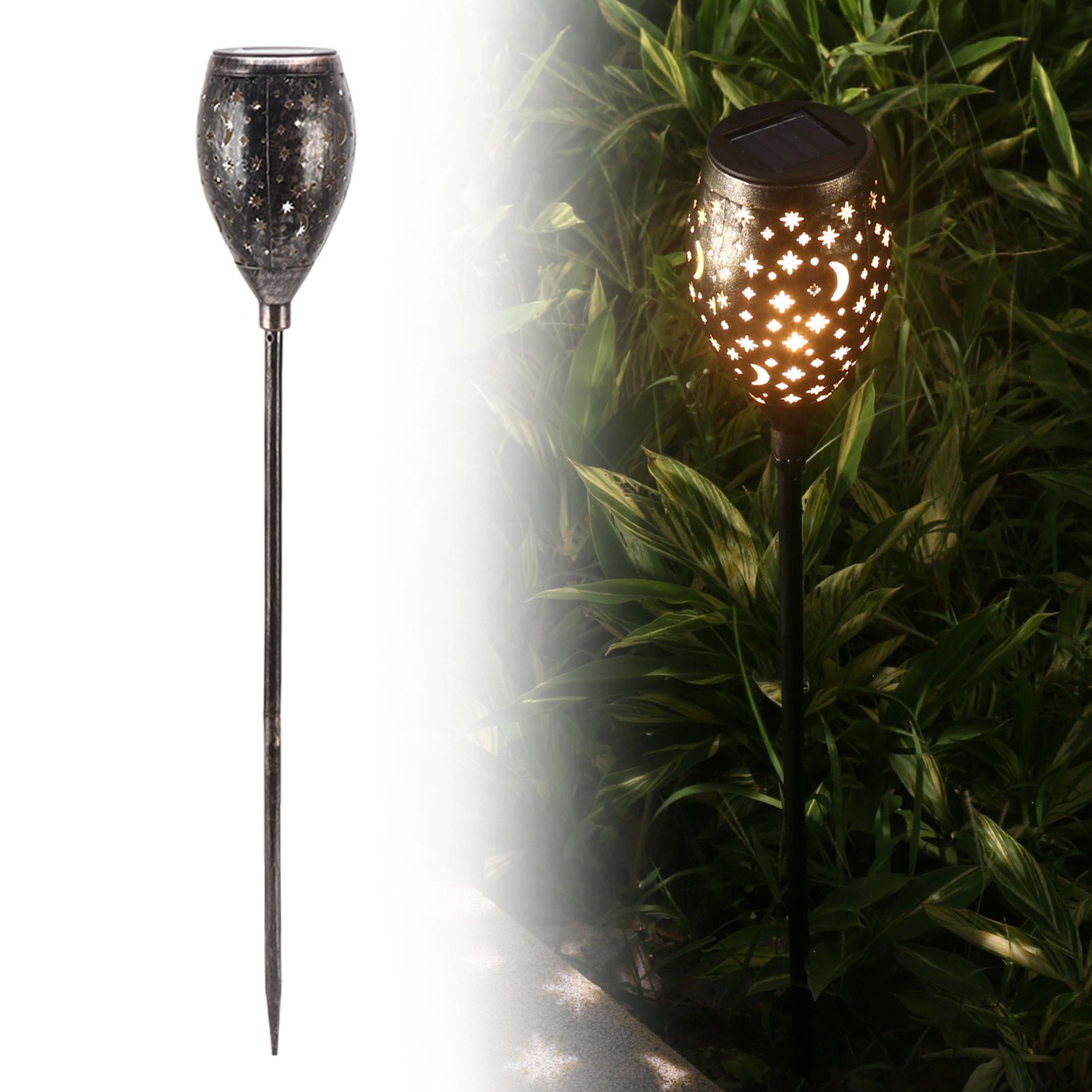 2PCS Solar Decorative Lantern 5730LED Pathway Light IP44 Waterproof Ground view 12