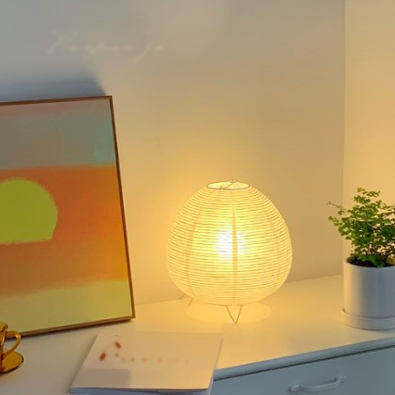 Rice Paper Lantern Lamp Soft Warm Light Home Decoration Modern Standing view 6