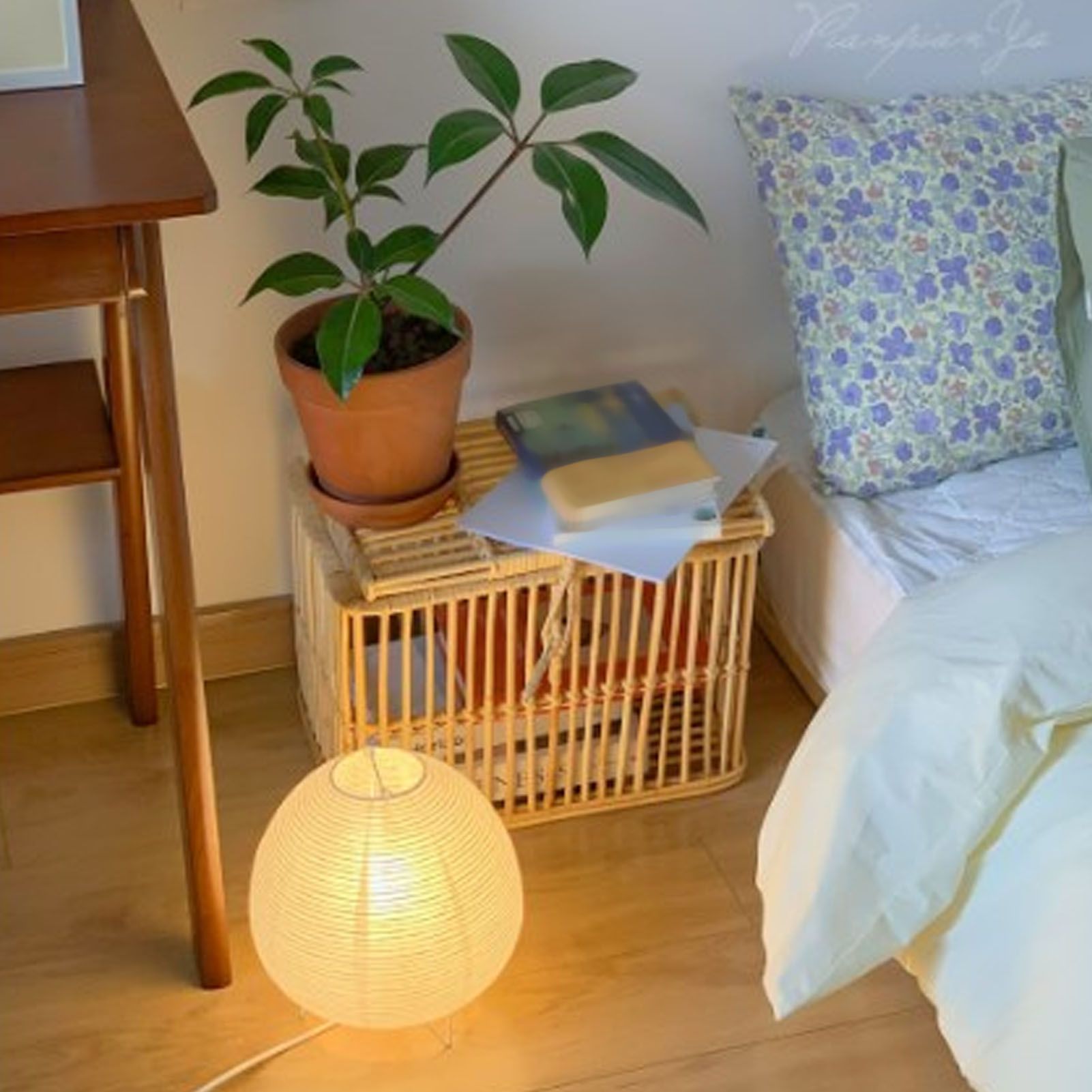 Rice Paper Lantern Lamp Soft Warm Light Home Decoration Modern Standing view 13