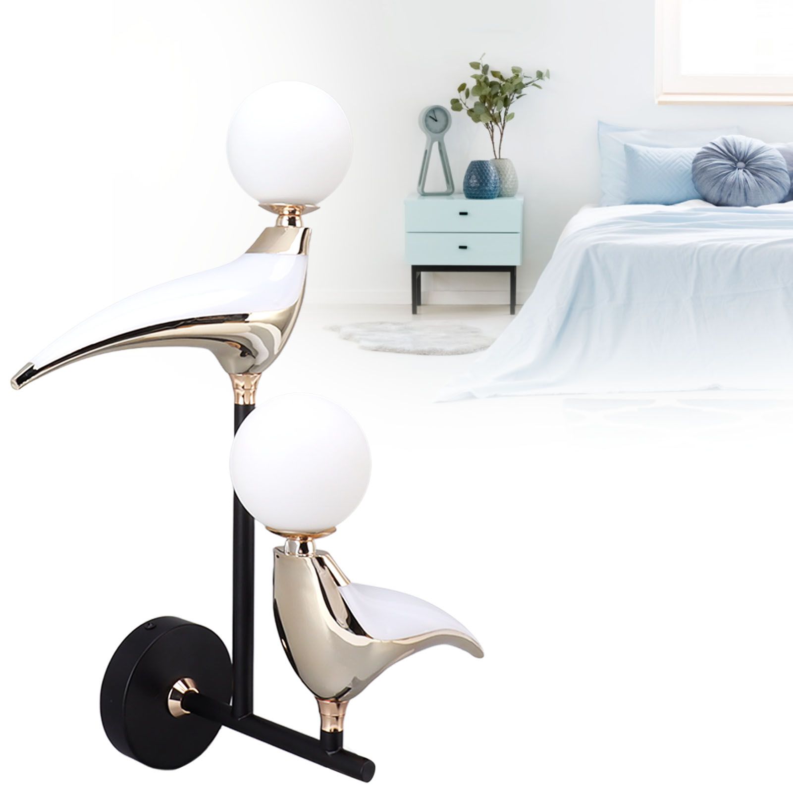 Modern Bird Wall Lamp Double Head Rotatable LED Wall Mounted Light for Living view 11