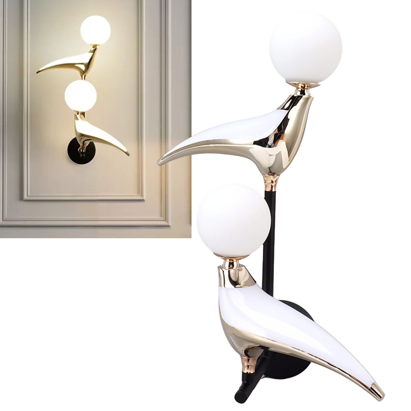 Modern Bird Wall Lamp Double Head Rotatable LED Wall Mounted Light for Living view 12