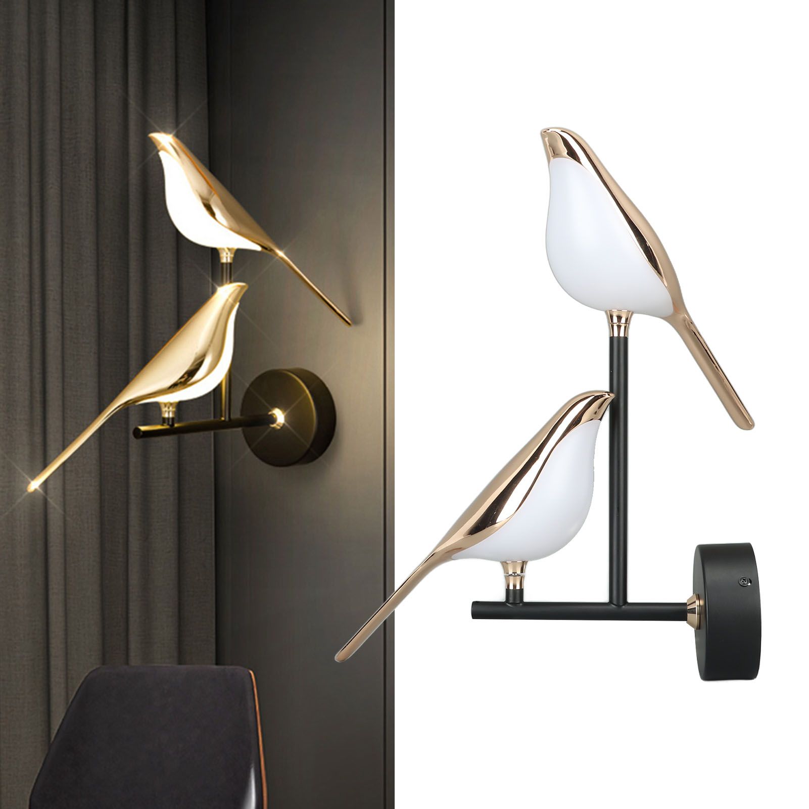 Nordic Bird Wall Lamp 4500K Natural Light Modern Decorative LED Wall Light for view 11