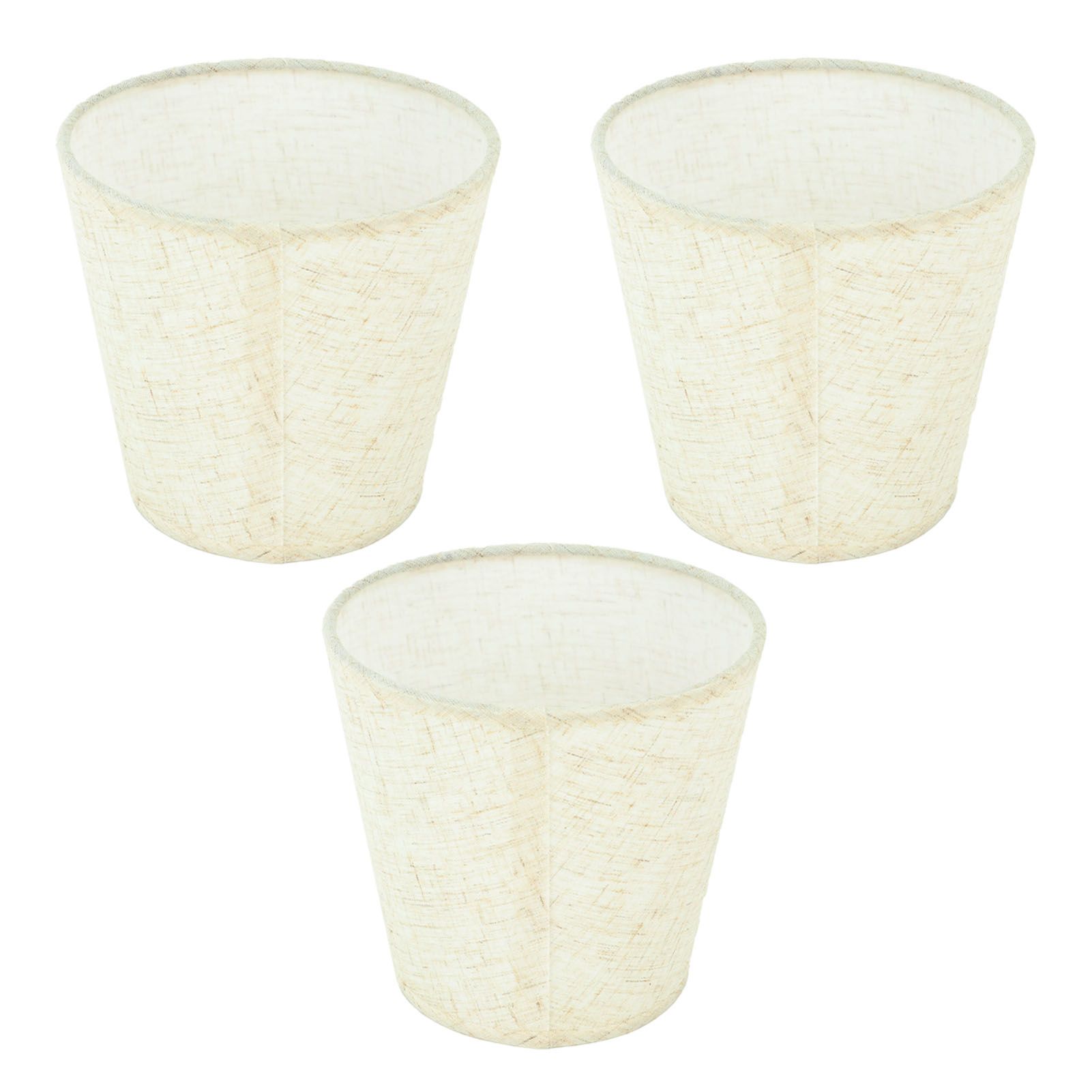 3Pcs Lampshades Hand Crafted Natural Linen Stylish Dustproof Barrel Chandelier view 5