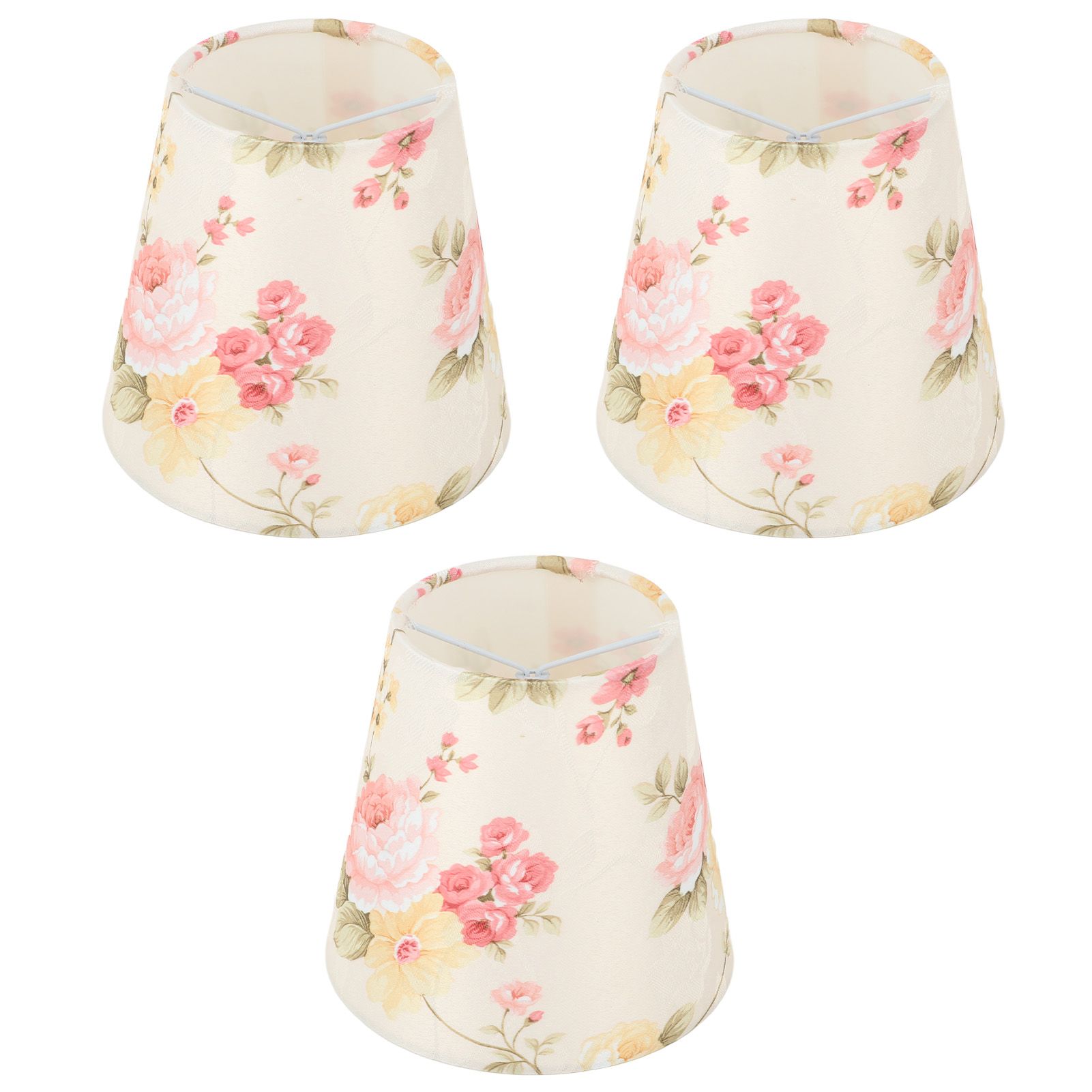 Cloth Lamp Shade Flower Pattern Clip On Bulb Lampshade for Table Lamp