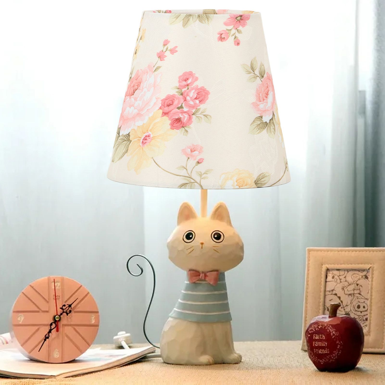Cloth Lamp Shade Flower Pattern Clip On Bulb Lampshade for Table Lamp view 11