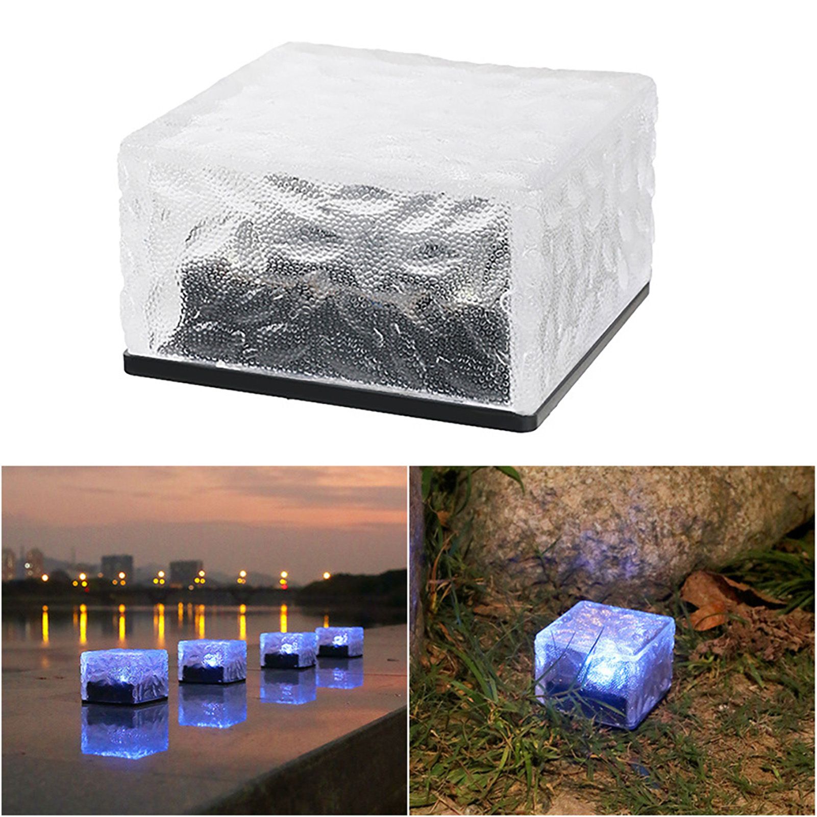 Solar Glass Brick Light ABS LED Waterproof In Ground Buried Ice Brick view 4