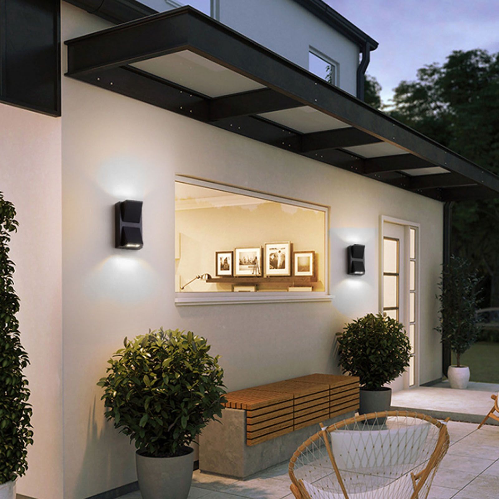 Outdoor Wall Light Plastic Housings Dual Head Exterior Wall Lamp with Up and view 14