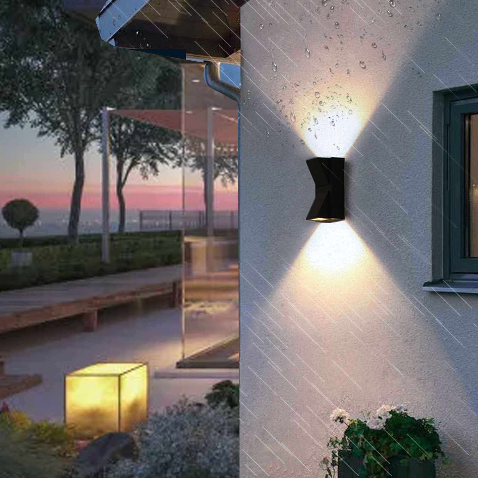 Outdoor Wall Light Plastic Housings Dual Head Exterior Wall Lamp with Up and view 5