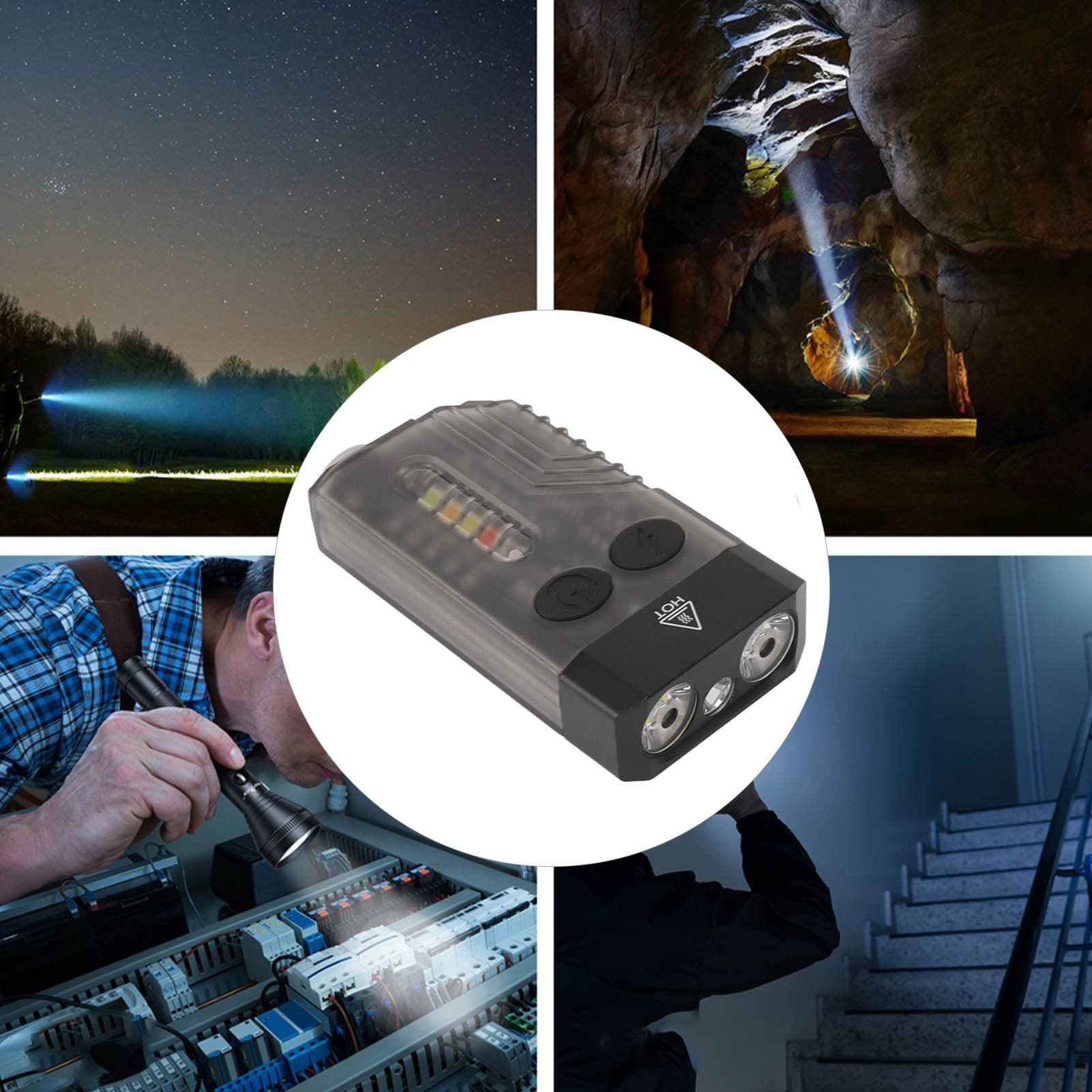 Mini Flashlight Portable Rechargeable Buzzer Alarm Keychain Light for Camping view 12
