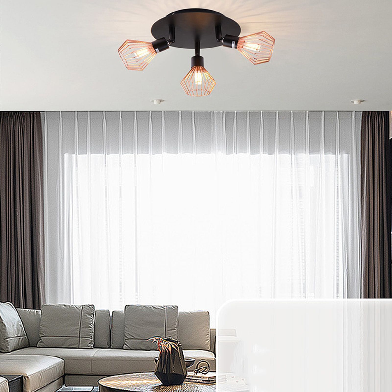 3 Light Fixtures Ceiling Mount Matte Black G9 Bulb Sockets Multi Directional view 12