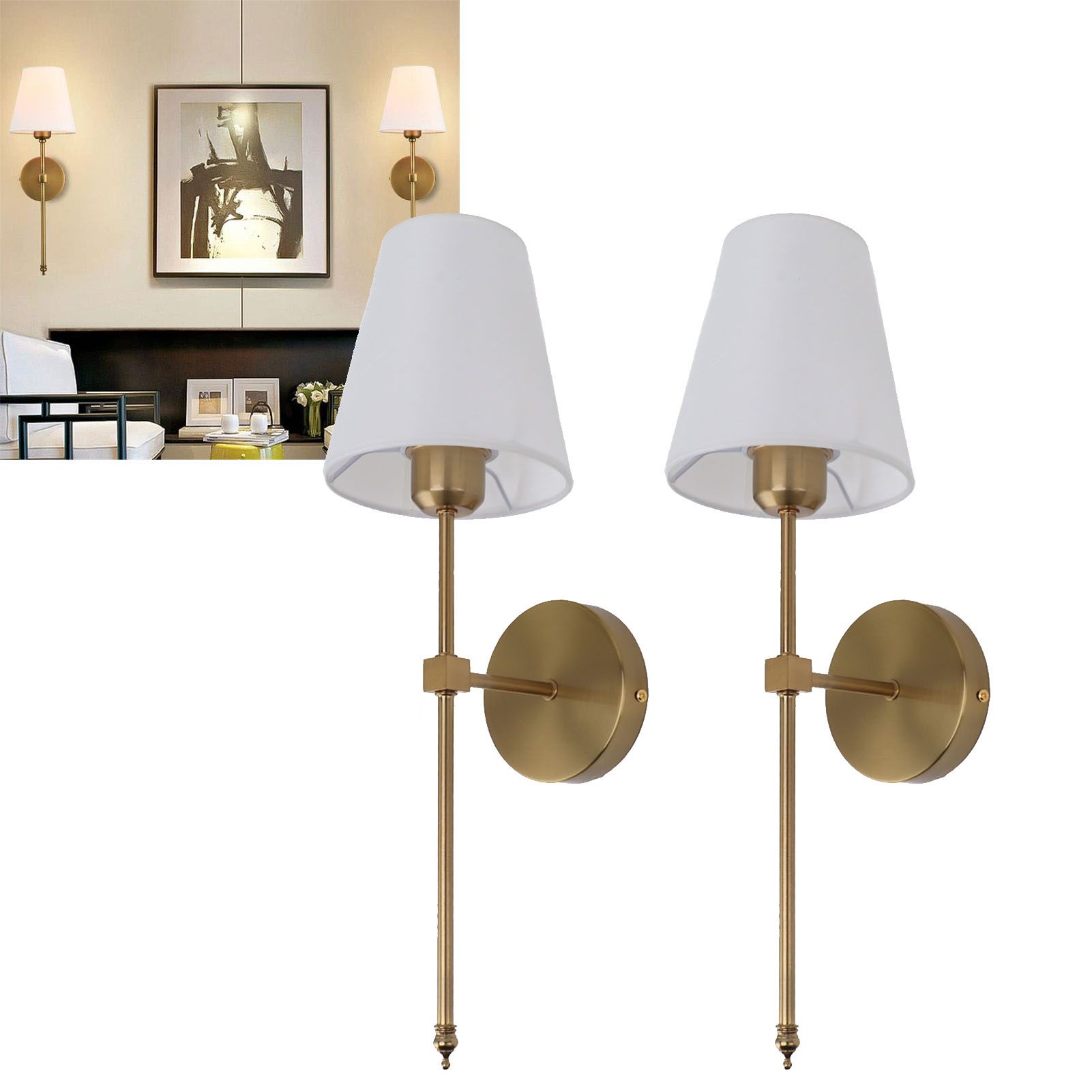 Wall Sconces Sets of 2 Hardwired Bathroom Vanity Light Fixture with White view 11