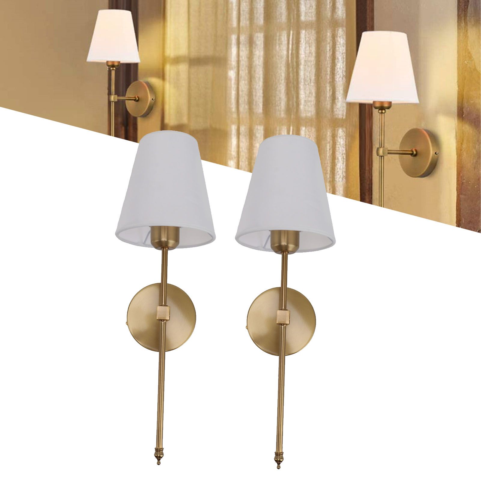 Wall Sconces Sets of 2 Hardwired Bathroom Vanity Light Fixture with White view 12