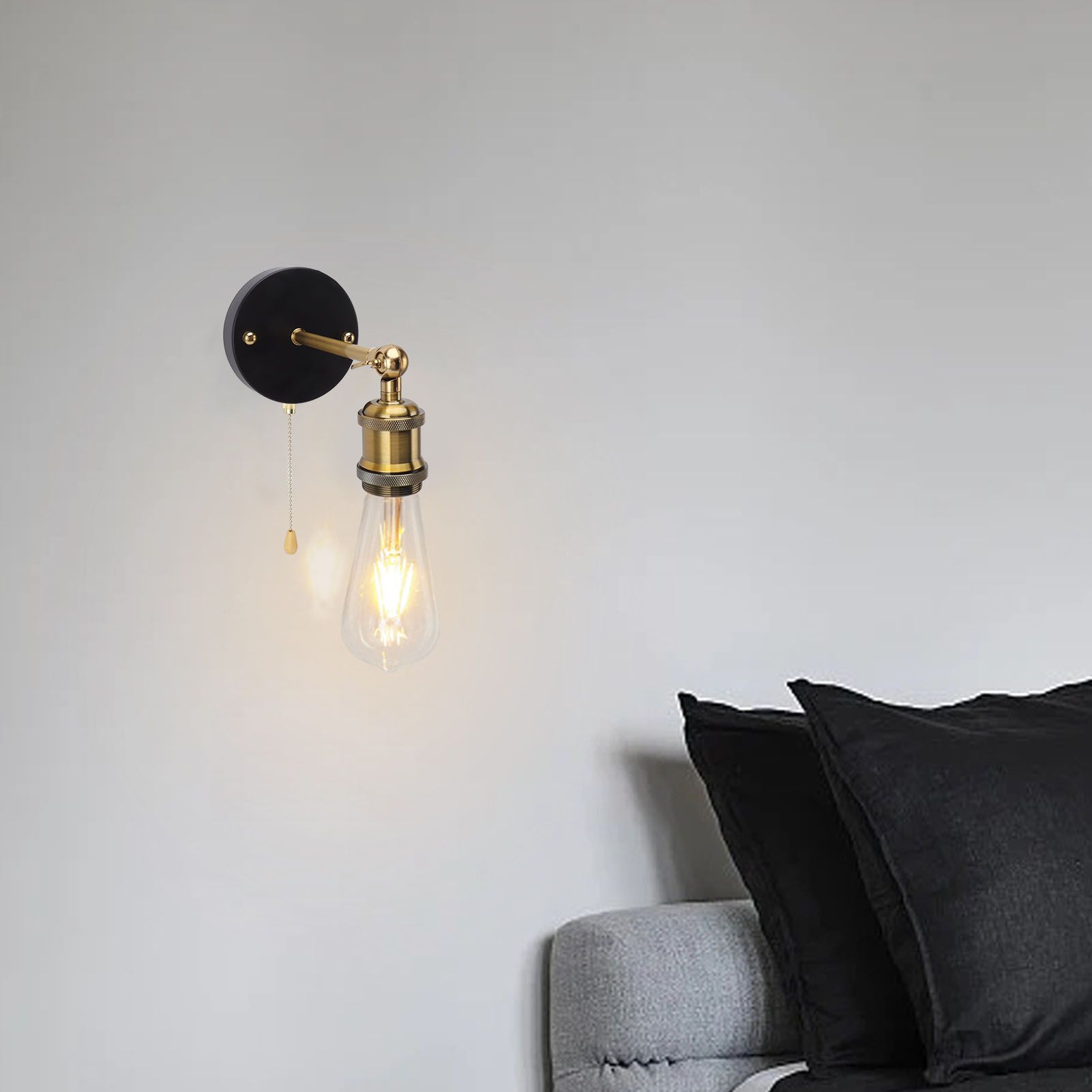Retro Wall Sconce E27 E26 Iron Adjustable Vintage Wall Mounted Lamp Lighting view 12