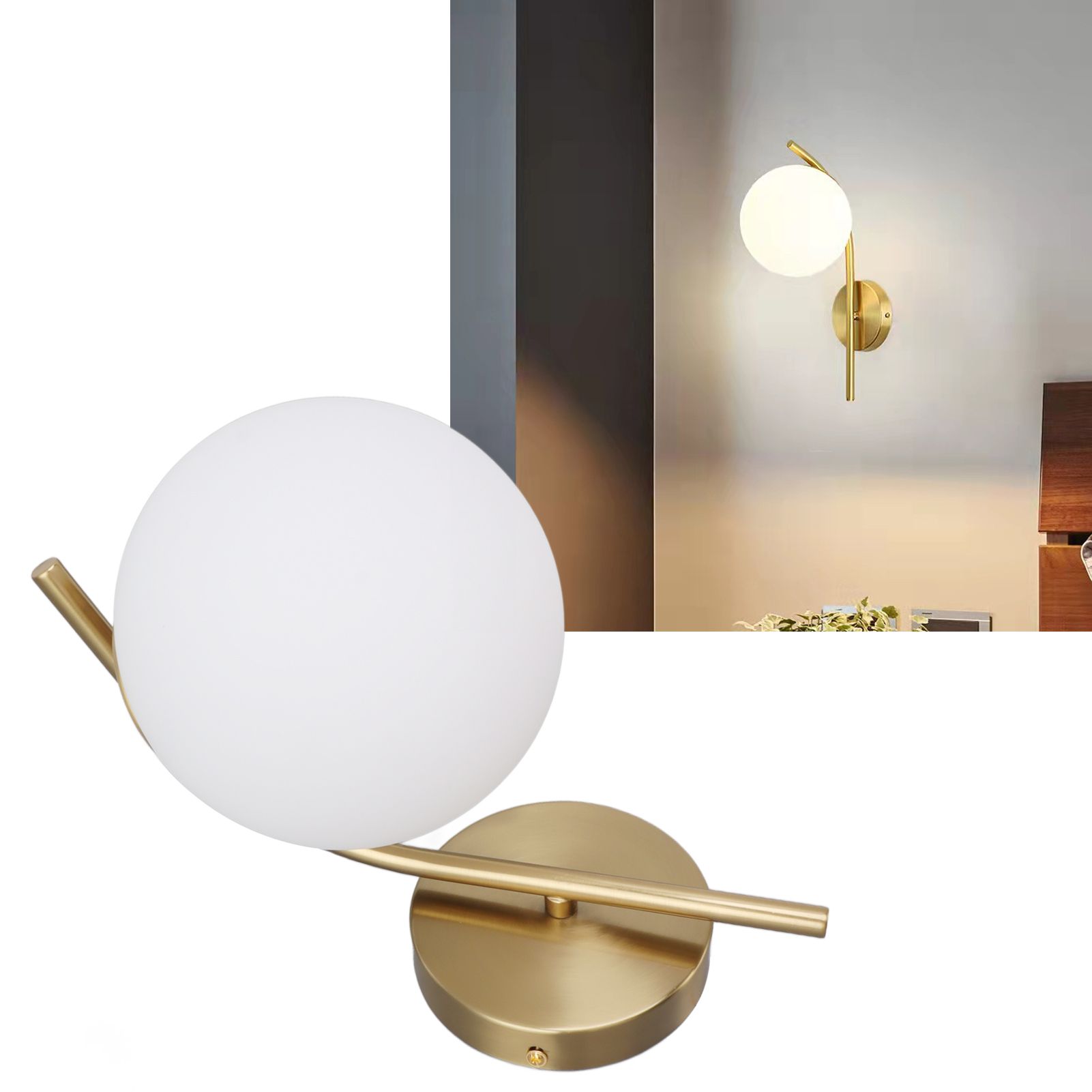 Glass Wall Sconce Indoor Wall Sconce Golden E27 E26 Wall Lamp Holder 85‑265V view 11