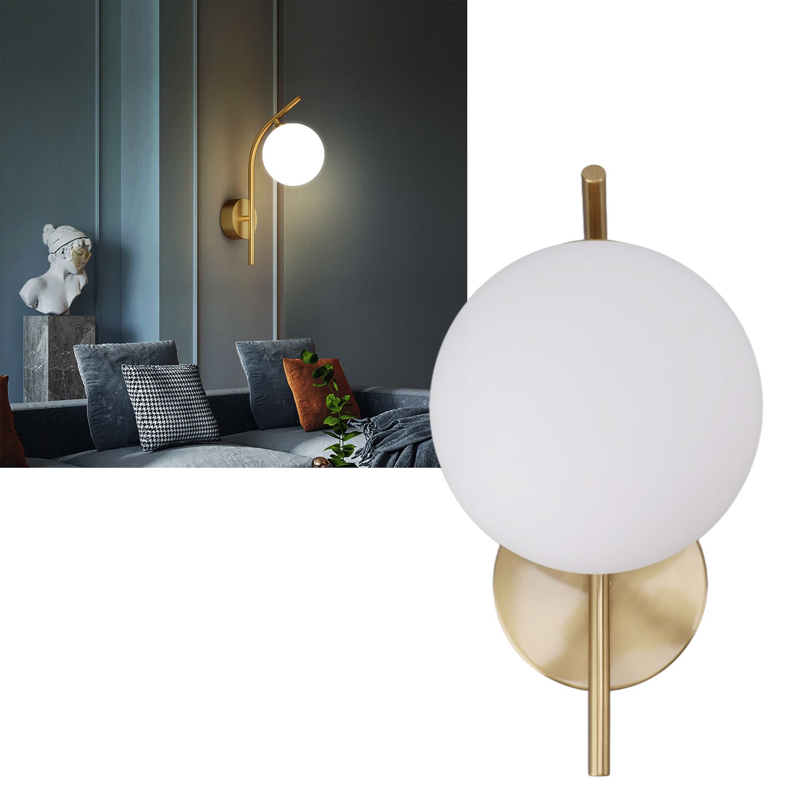 Glass Wall Sconce Indoor Wall Sconce Golden E27 E26 Wall Lamp Holder 85‑265V view 12