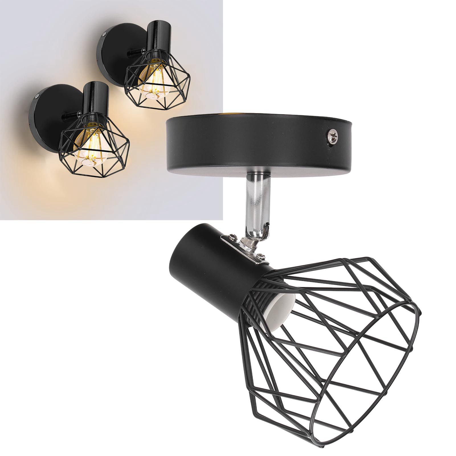 Wall Lamp Holder with Metal Cage E14 Industrial Style Metal Vintage Wall view 11