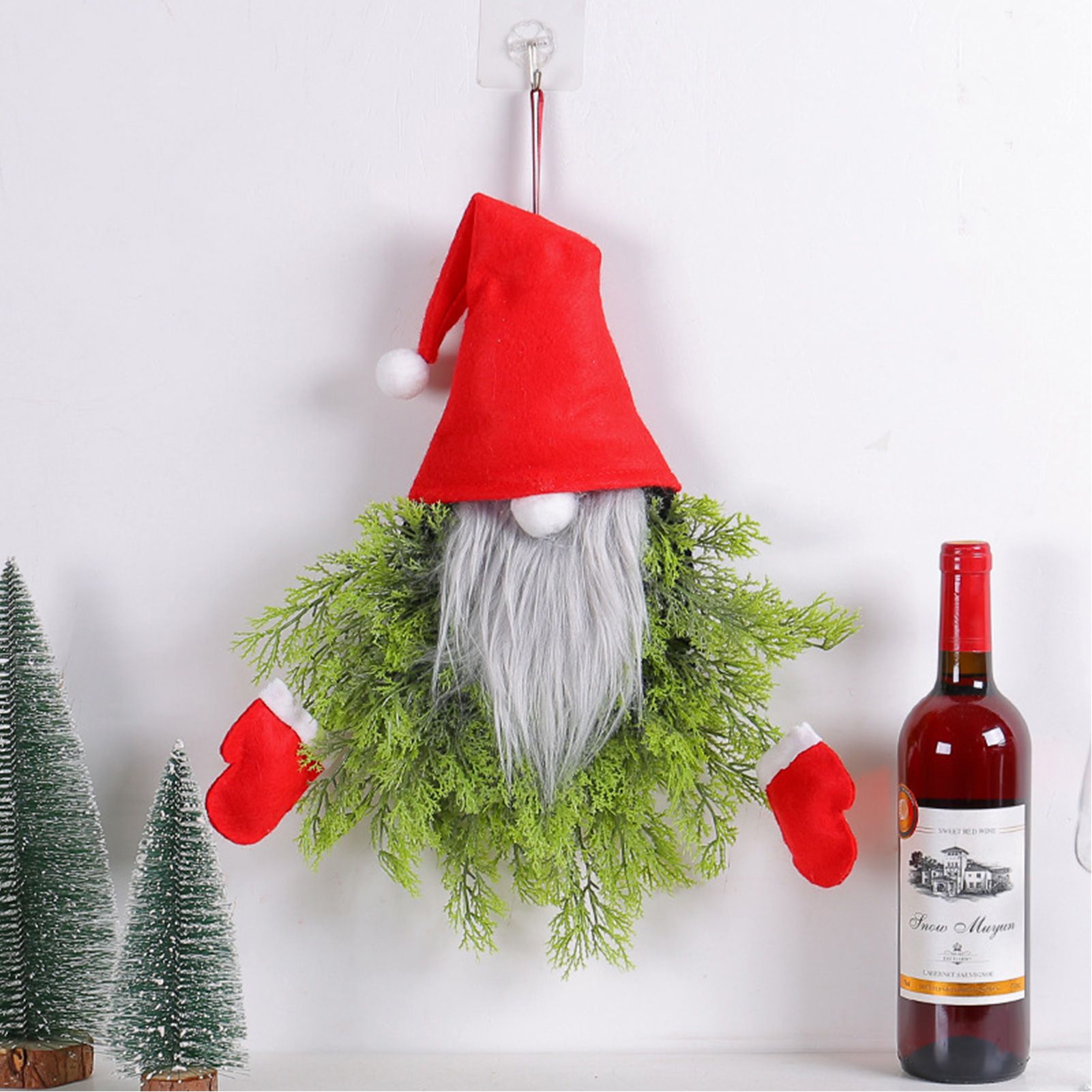 Luminous Faceless Santa Claus Christmas Wreath Door Hanging Restaurant Bar view 10