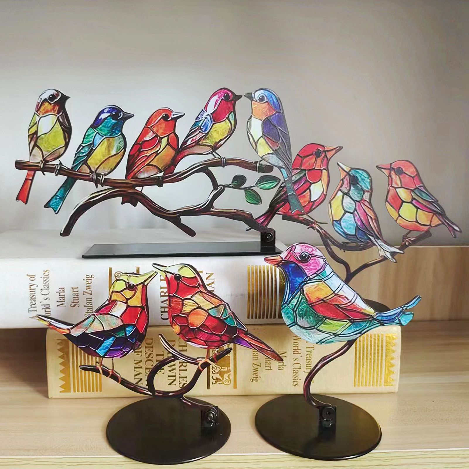 Bird Tabletop Ornament Alloy Durable Colorful Bird Ornament for Home Decoration view 9