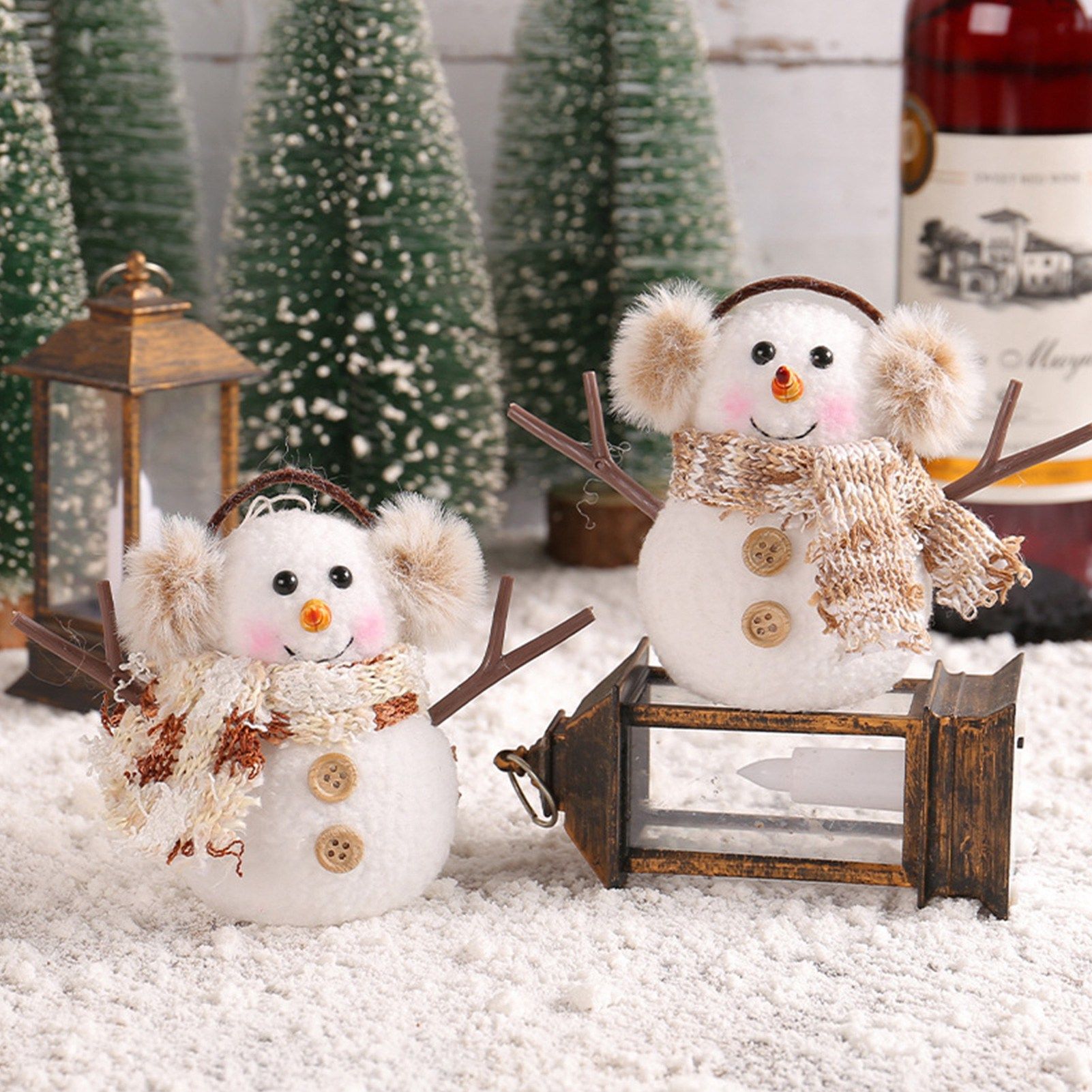 2pcs Enchanting Illuminated Mini Snowman Ornament for Christmas Home Decor view 6