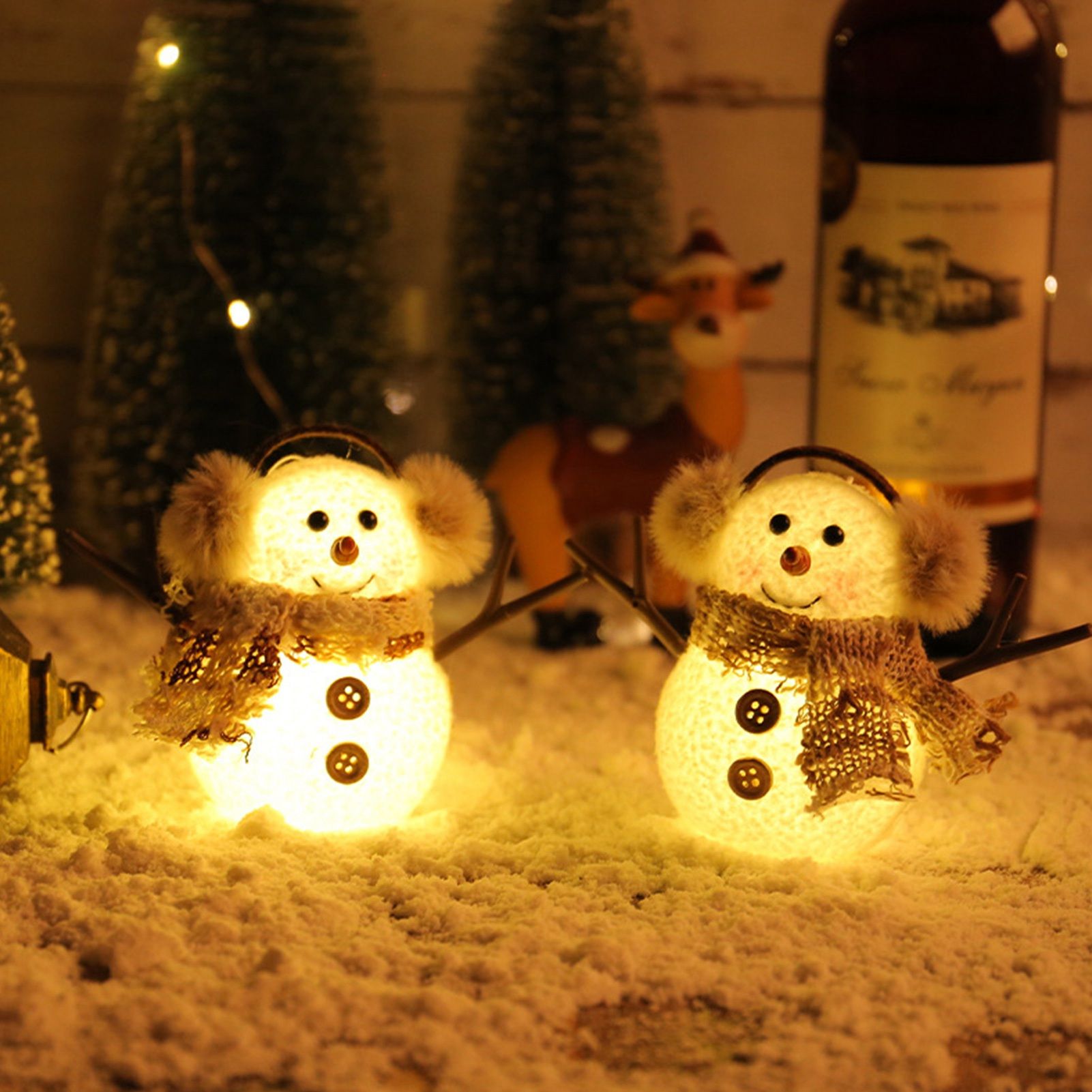 2pcs Enchanting Illuminated Mini Snowman Ornament for Christmas Home Decor view 11