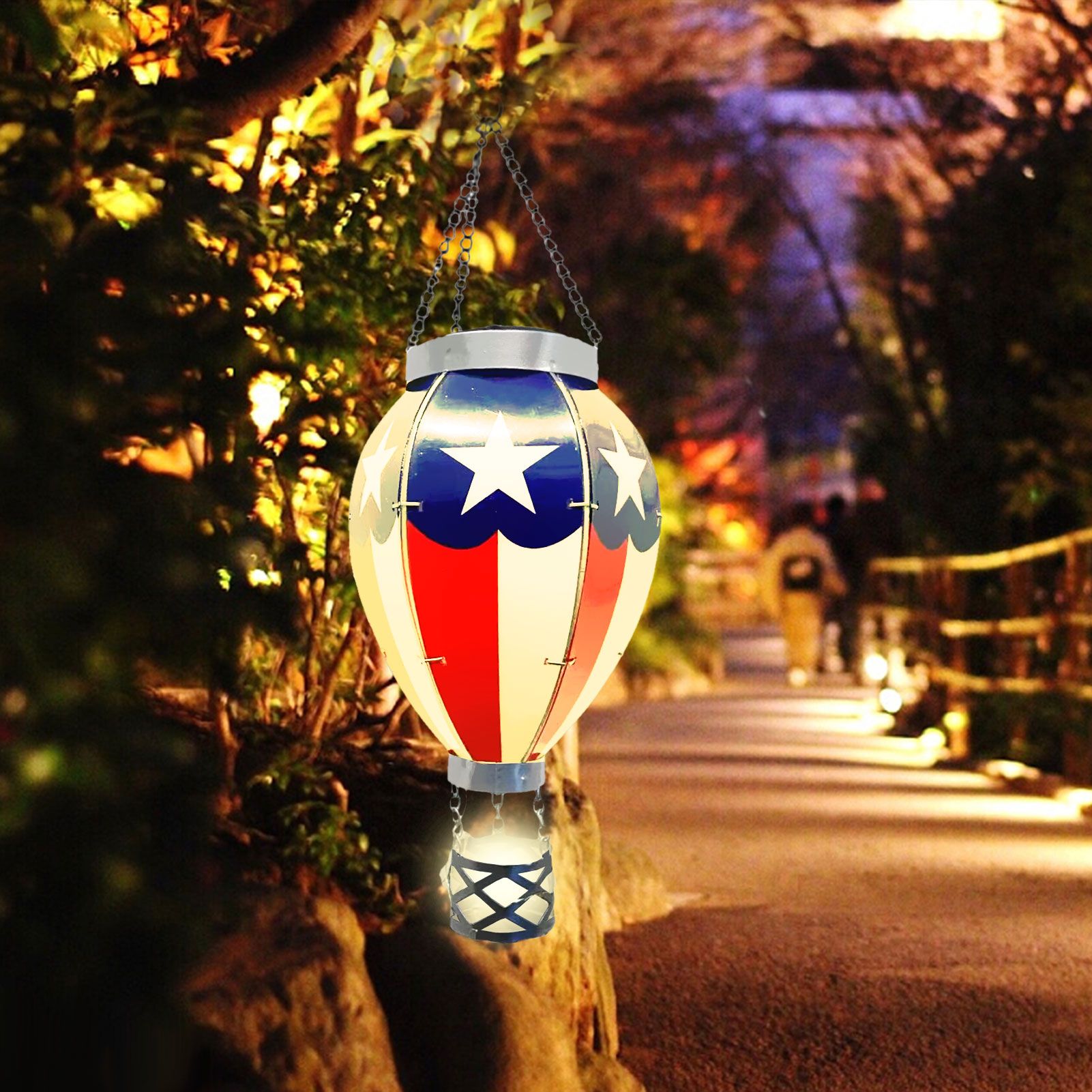 LED Solar Hot Air Balloon Lamp Garden Hanging Night Light for Outdoor Home view 5