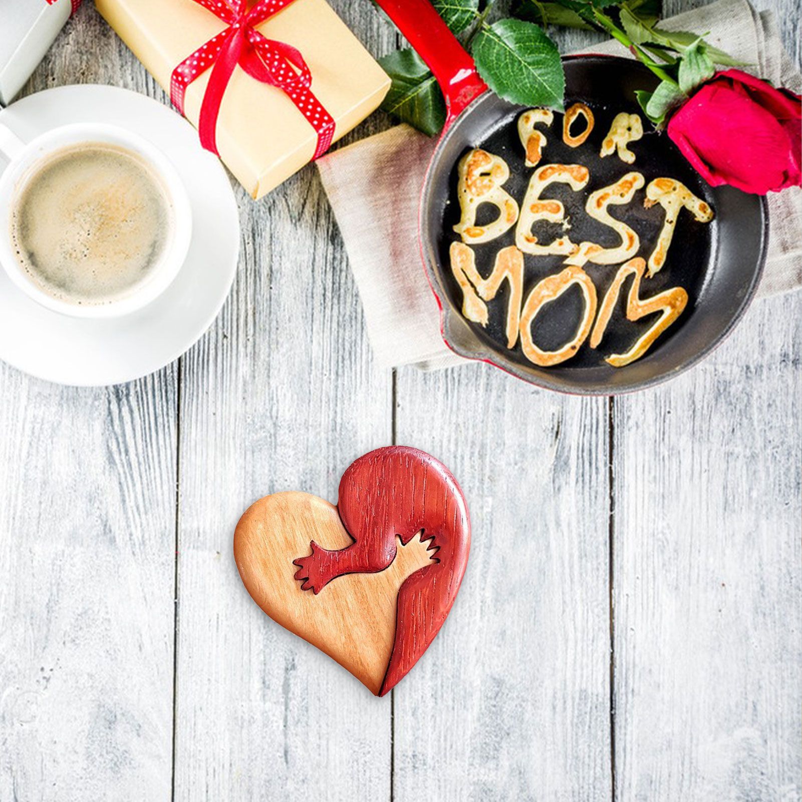 Wooden Heart Decorative Ornament Heart Shaped Craft Pendant Gift For Mother's view 3